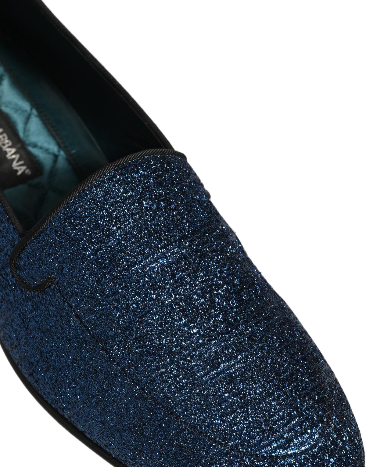 Dolce & Gabbana Blue Glitter Lurex DG Logo Dress Loafers Men's Shoes