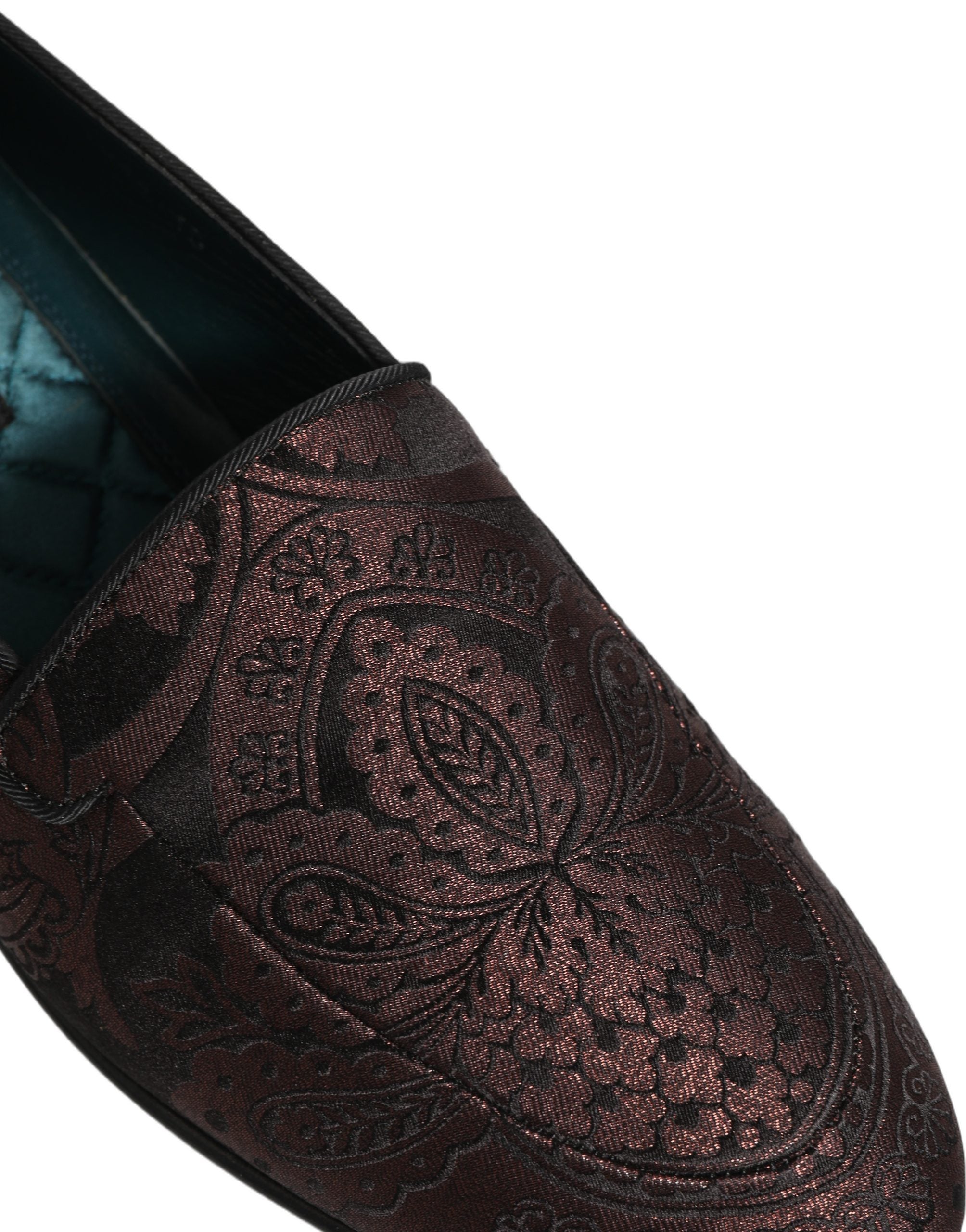 Dolce & Gabbana Maroon Jacquard Leather Slip On Loafers Men's Shoes