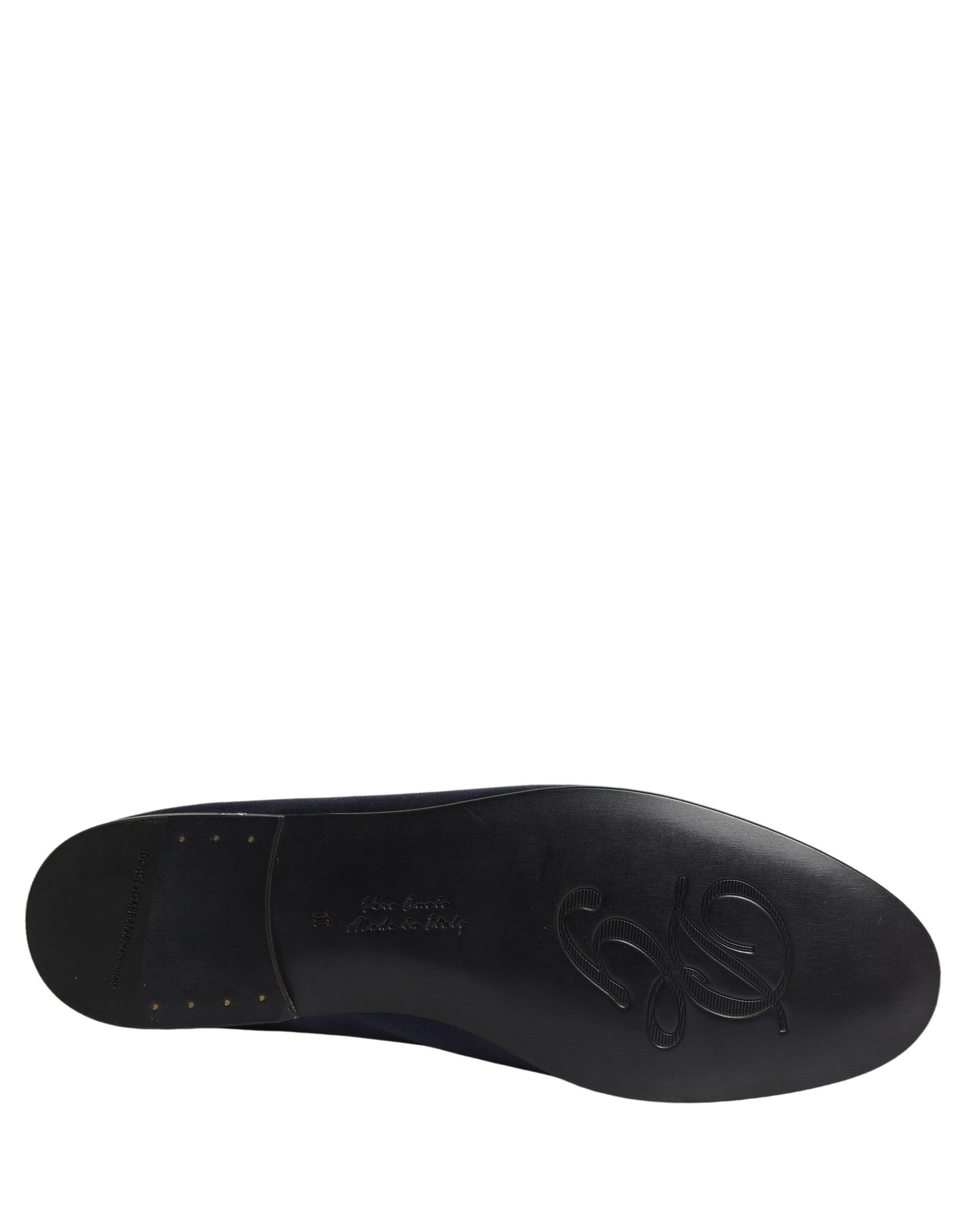 Dolce & Gabbana Navy Blue Satin DG Logo Dress Loafers Men's Shoes