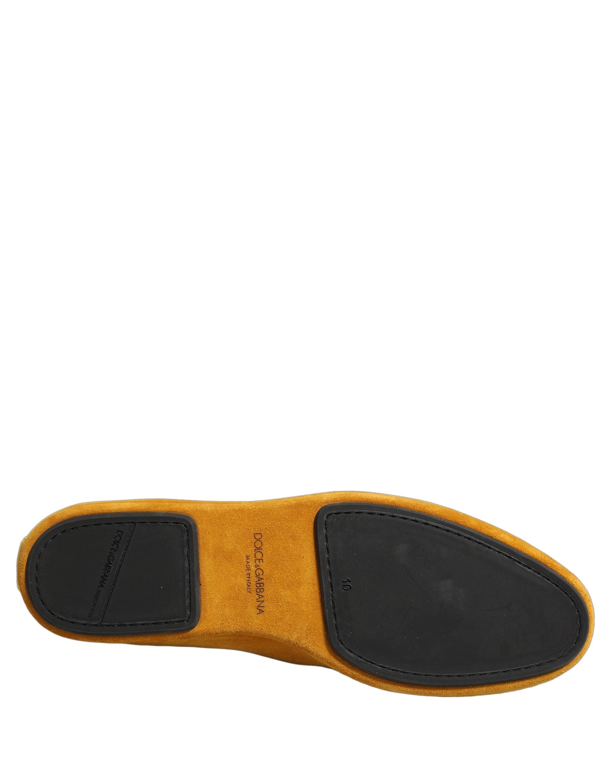 Dolce & Gabbana Yellow Velvet Slip On Men Dress Loafers Men's Shoes