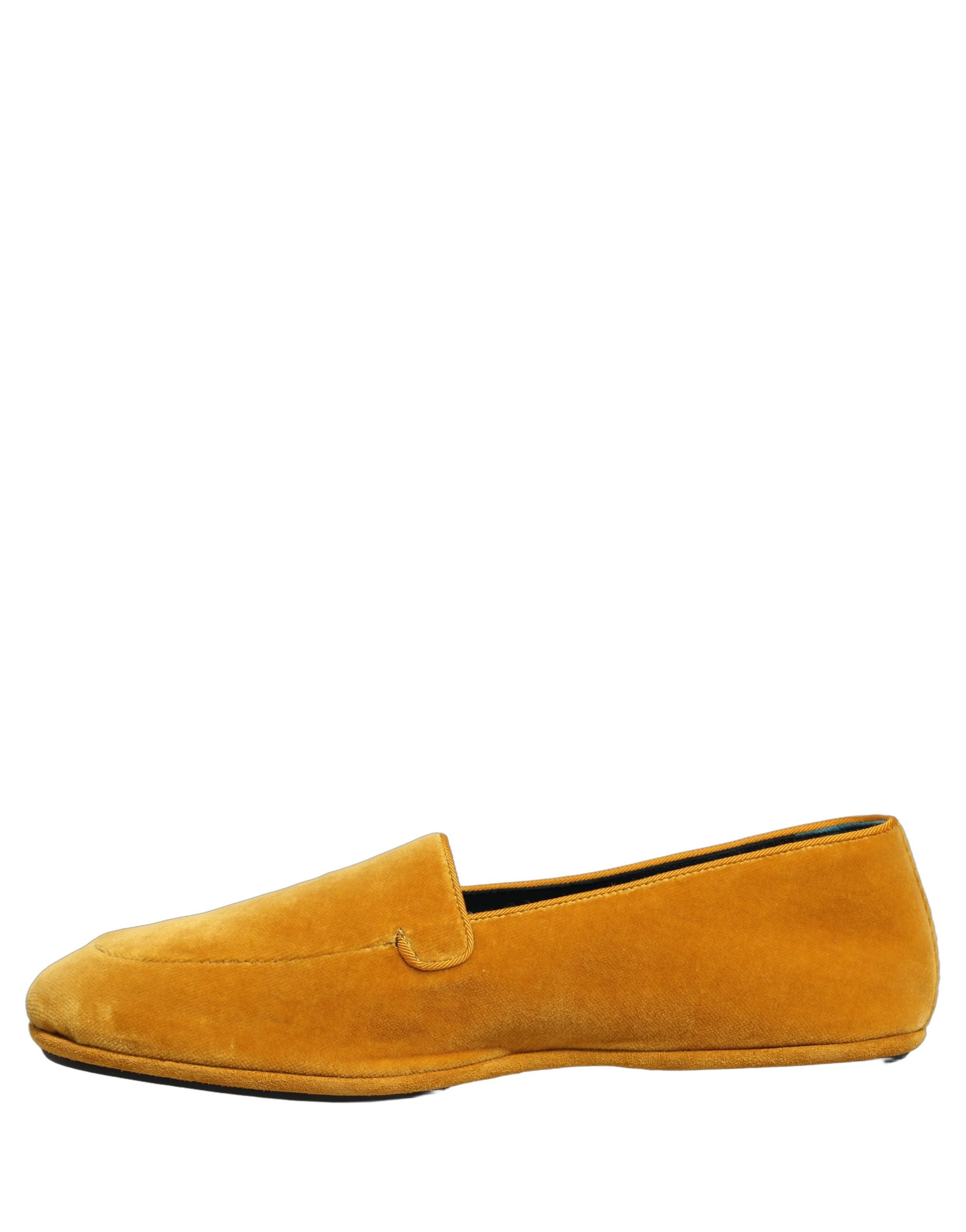 Dolce & Gabbana Yellow Velvet Slip On Men Dress Loafers Men's Shoes