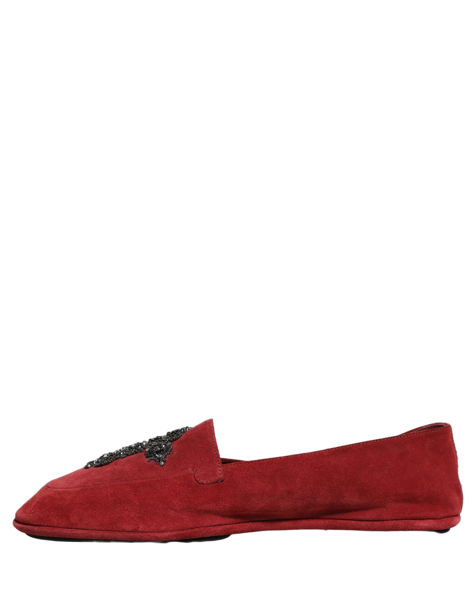 Dolce & Gabbana Red Suede Cross Slip On Dress Loafers Men's Shoes