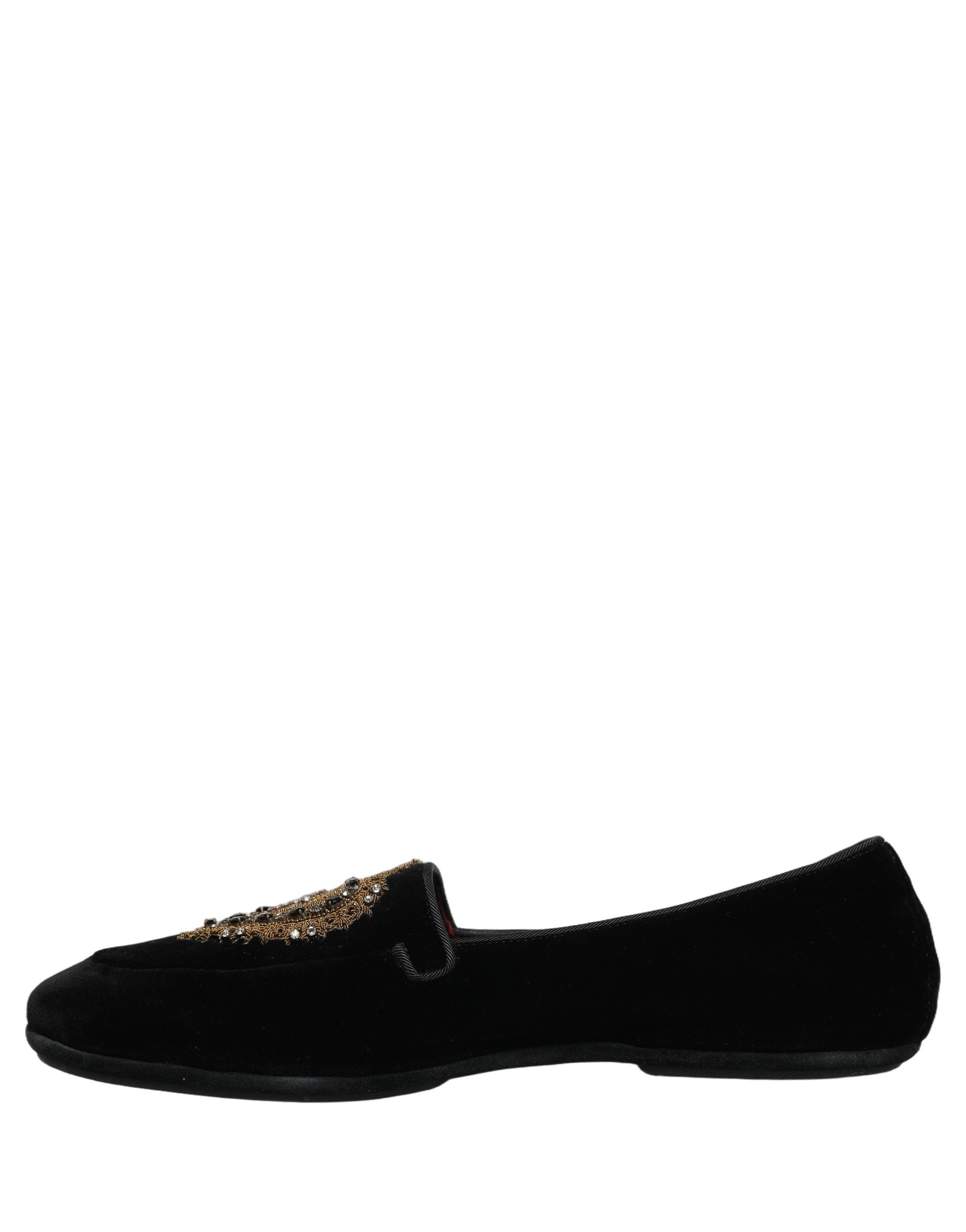 Dolce & Gabbana Black Velvet Sacred Heart Dress Loafers Men's Shoes (Pre-Owned)
