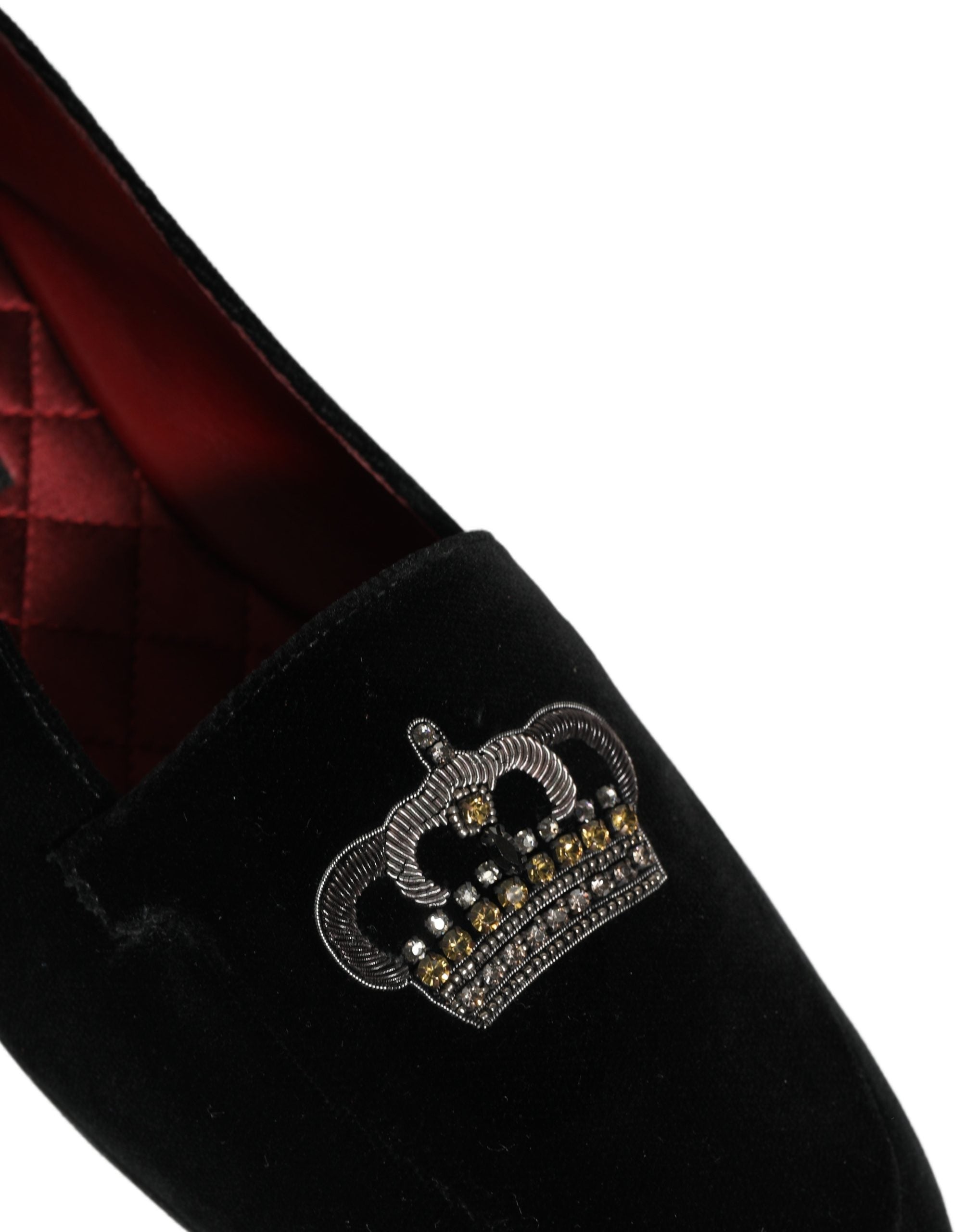 Dolce & Gabbana Black Crown Embellished Dress Loafers Men's Shoes