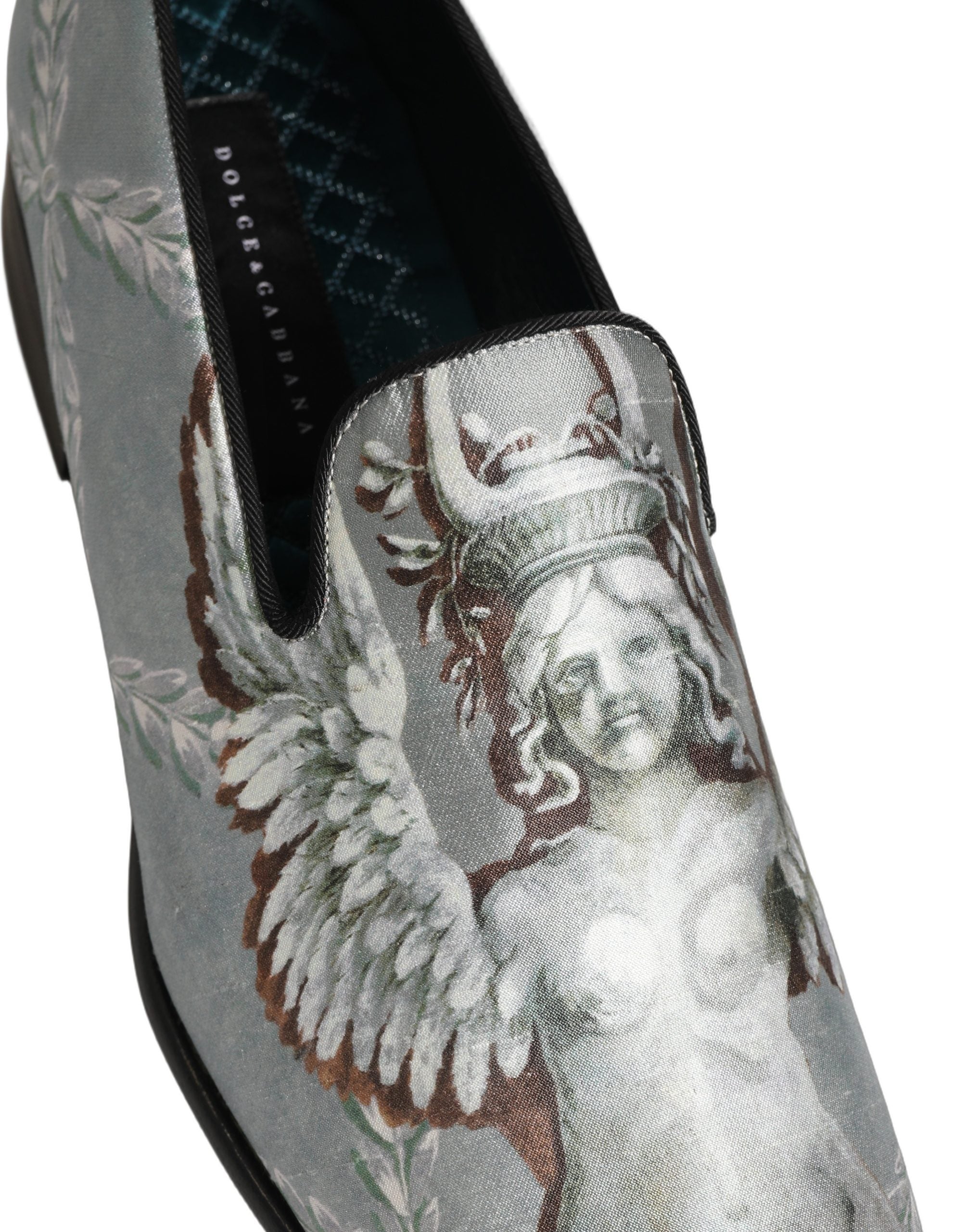 Dolce & Gabbana Gray Baroque Angel Velvet Men Loafers Men's Shoes