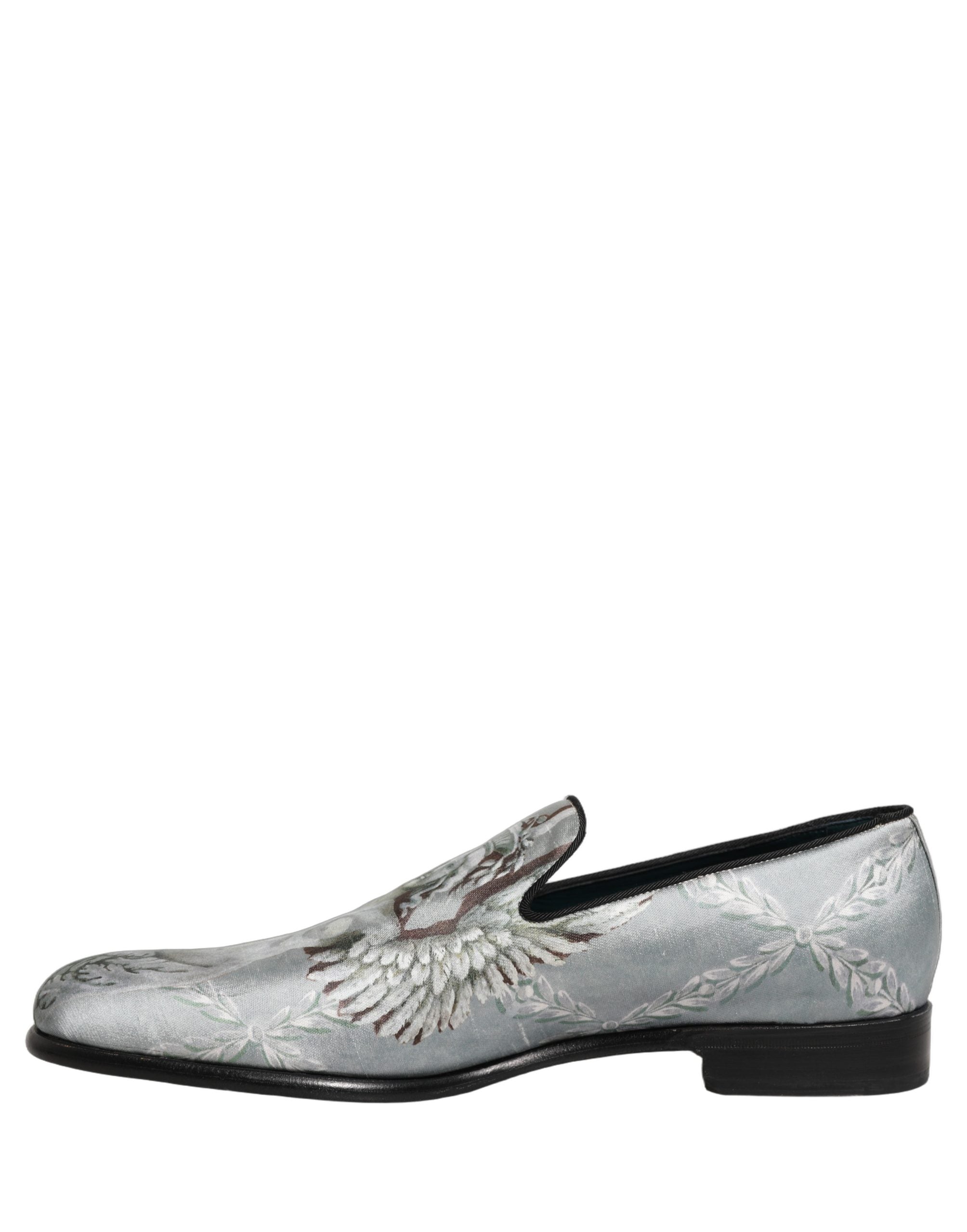 Dolce & Gabbana Gray Baroque Angel Velvet Men Loafers Men's Shoes