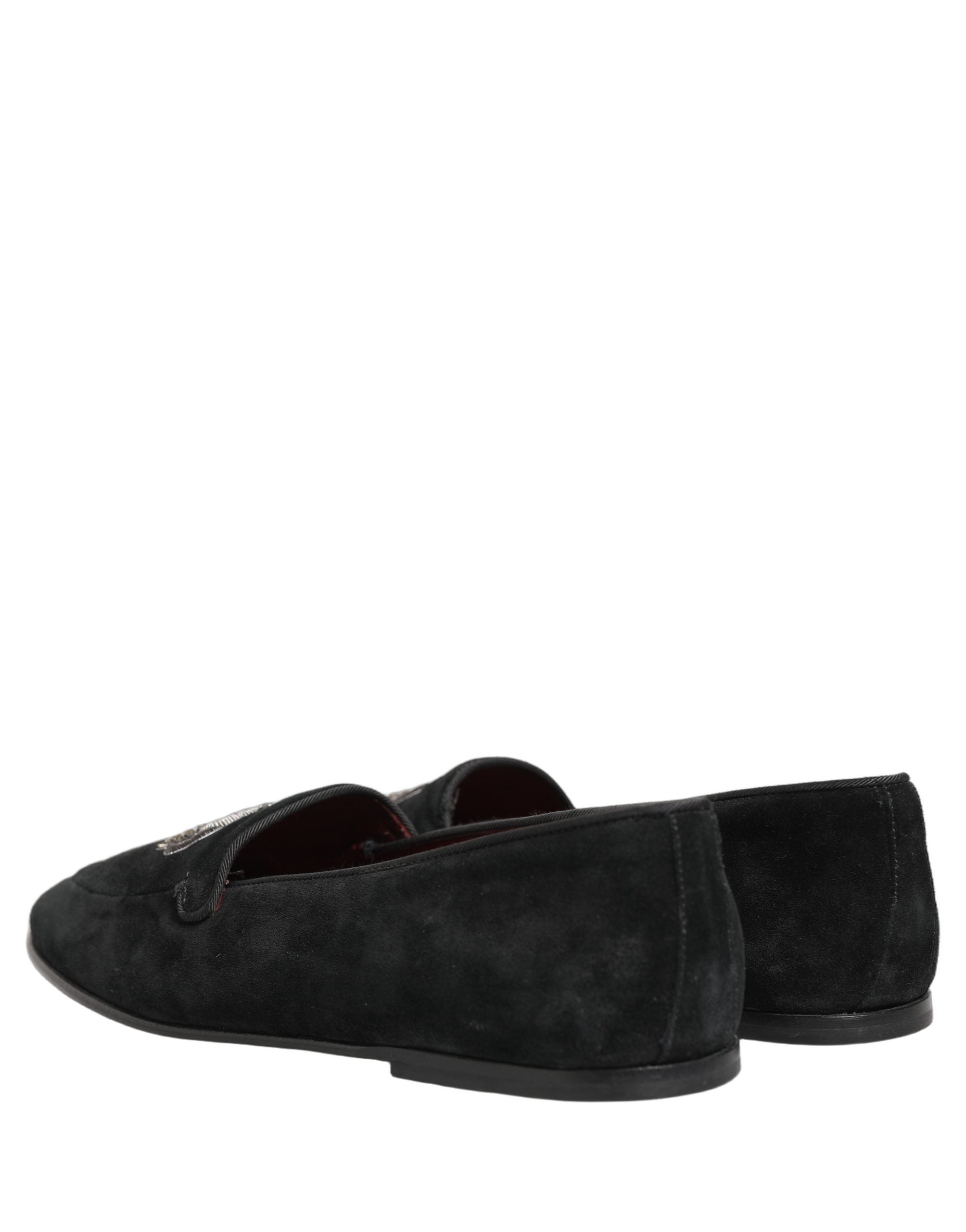 Dolce & Gabbana Black Crown Embellished Dress Loafers Men's Shoes (Pre-Owned)