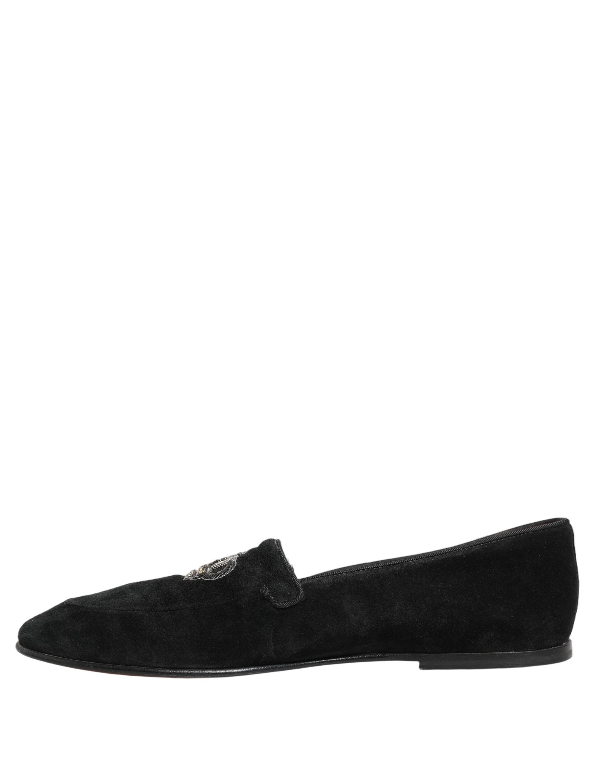 Dolce & Gabbana Black Crown Embellished Dress Loafers Men's Shoes (Pre-Owned)