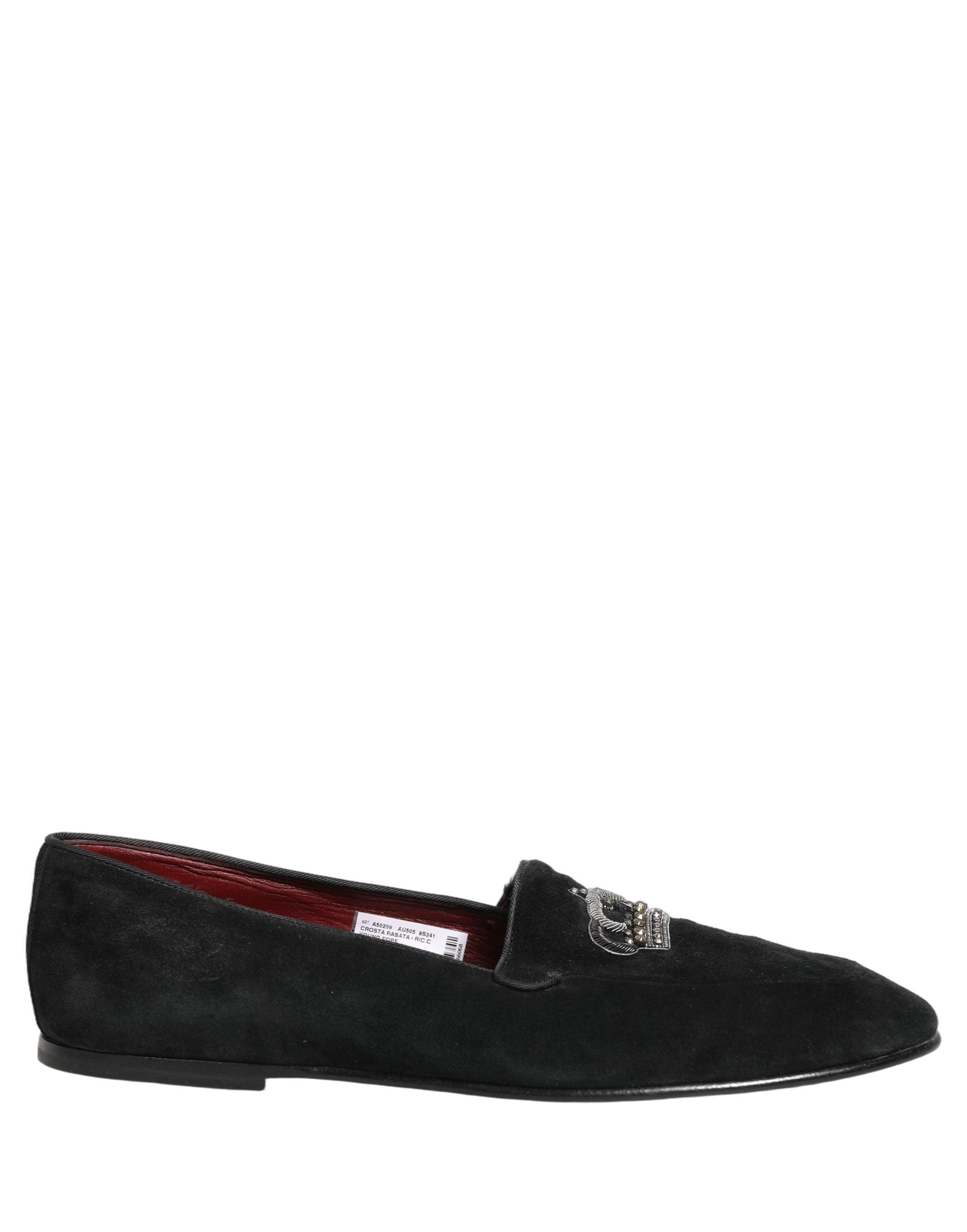Dolce & Gabbana Black Crown Embellished Dress Loafers Men's Shoes (Pre-Owned)