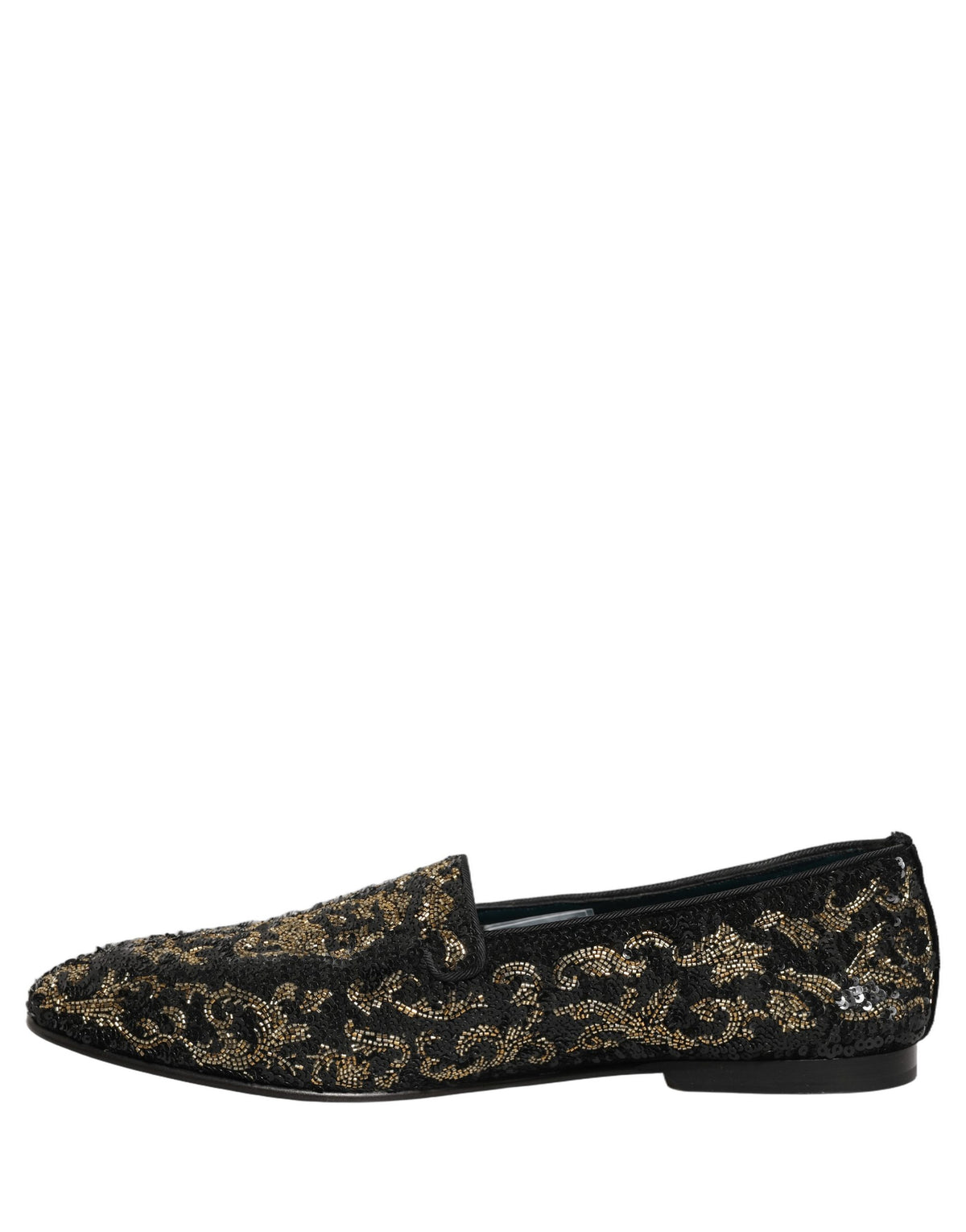 Dolce & Gabbana Black Gold Embellished Dress Loafers Men's Shoes