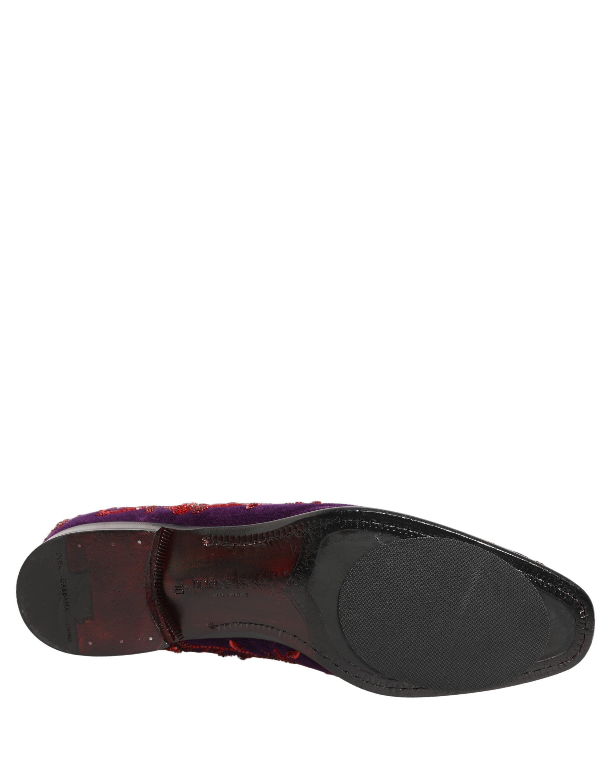 Dolce & Gabbana Violet Red Bead Embellished Loafers Men's Shoes (Pre-Owned)