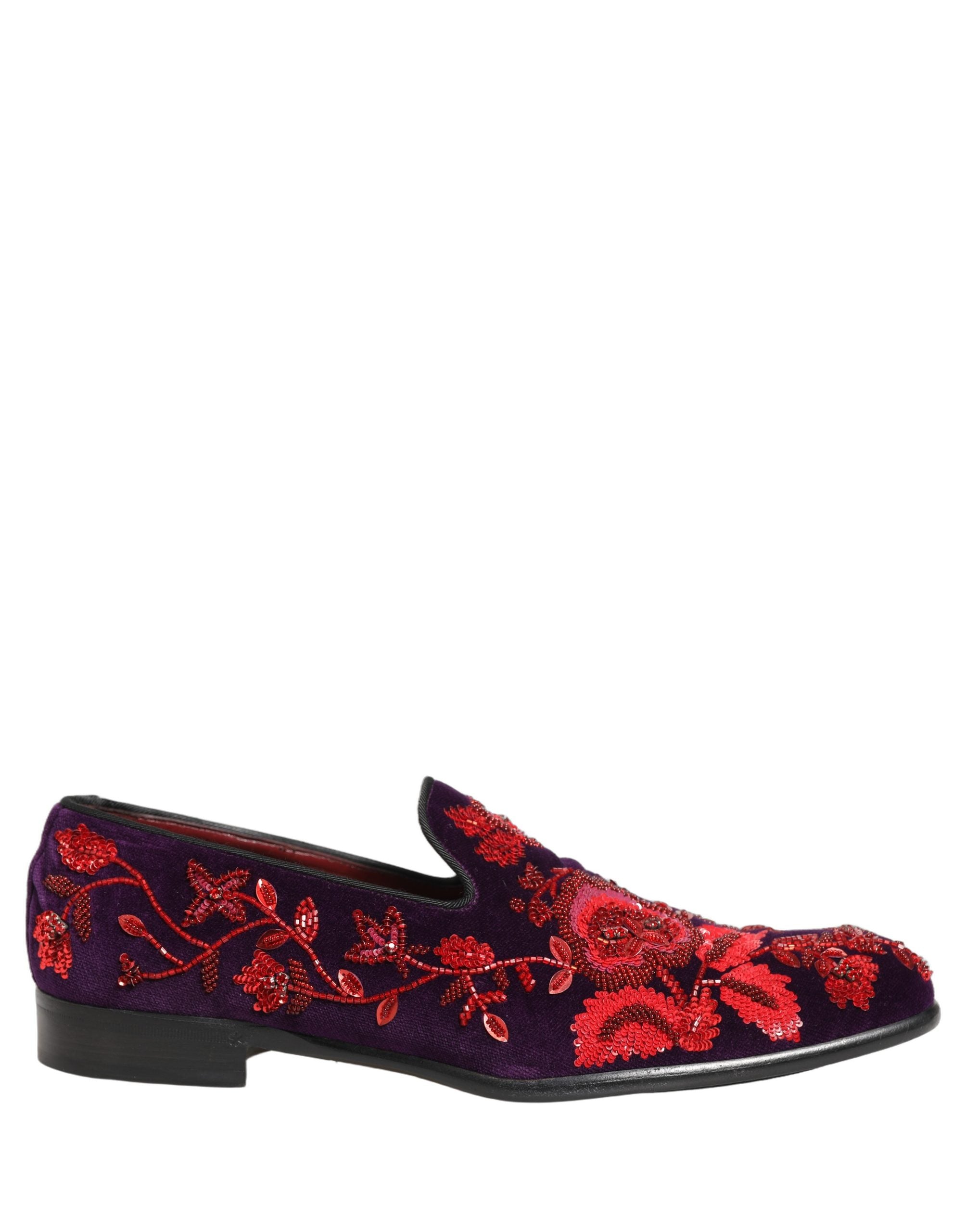 Dolce & Gabbana Violet Red Bead Embellished Loafers Men's Shoes (Pre-Owned)
