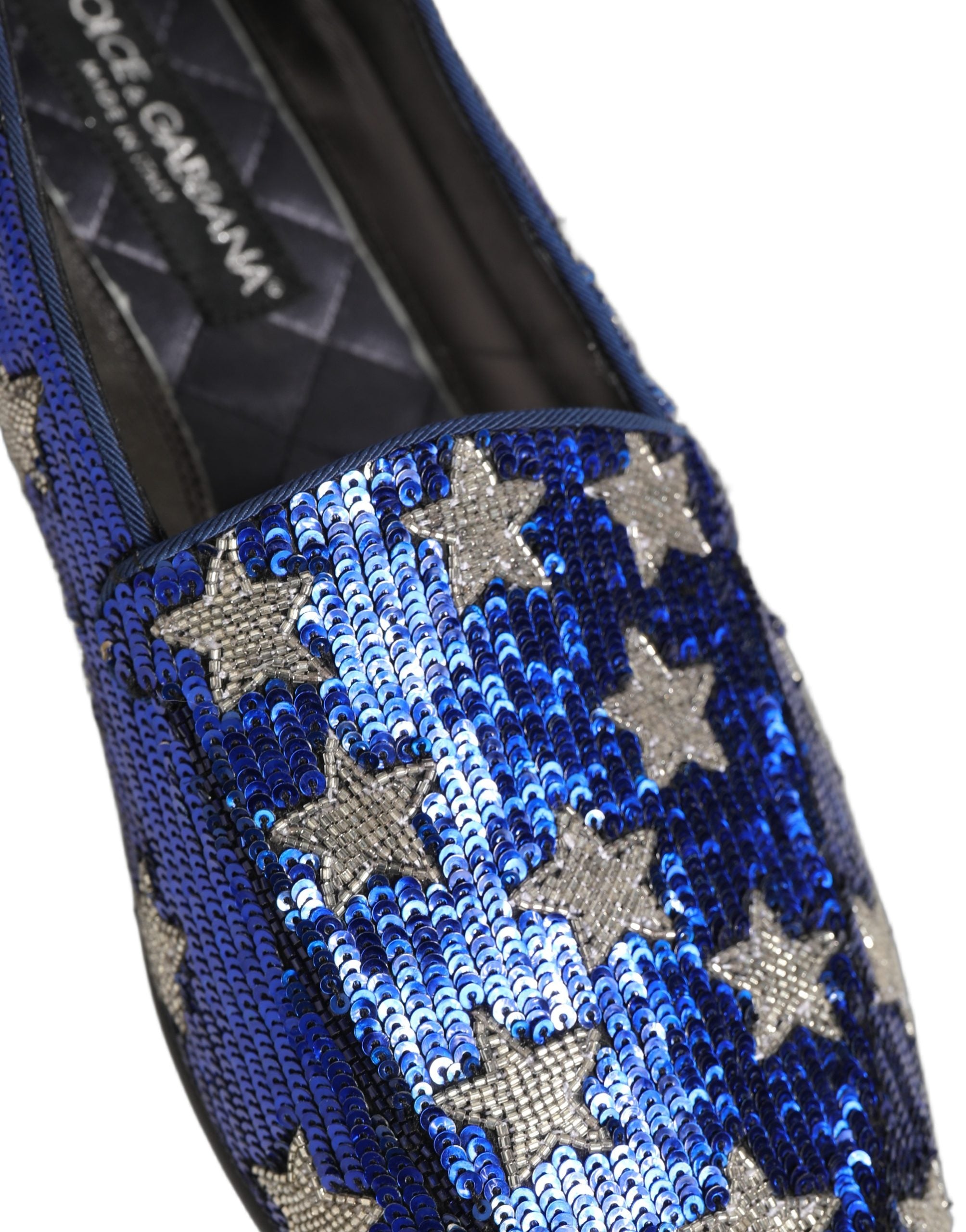 Dolce & Gabbana Multicolor Flag Sequin Dress Loafers Men's Shoes