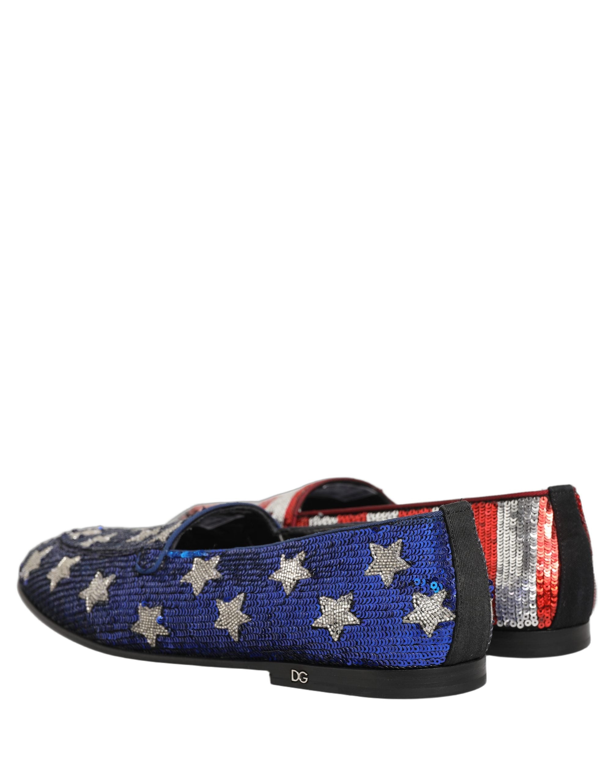 Dolce & Gabbana Multicolor Flag Sequin Dress Loafers Men's Shoes