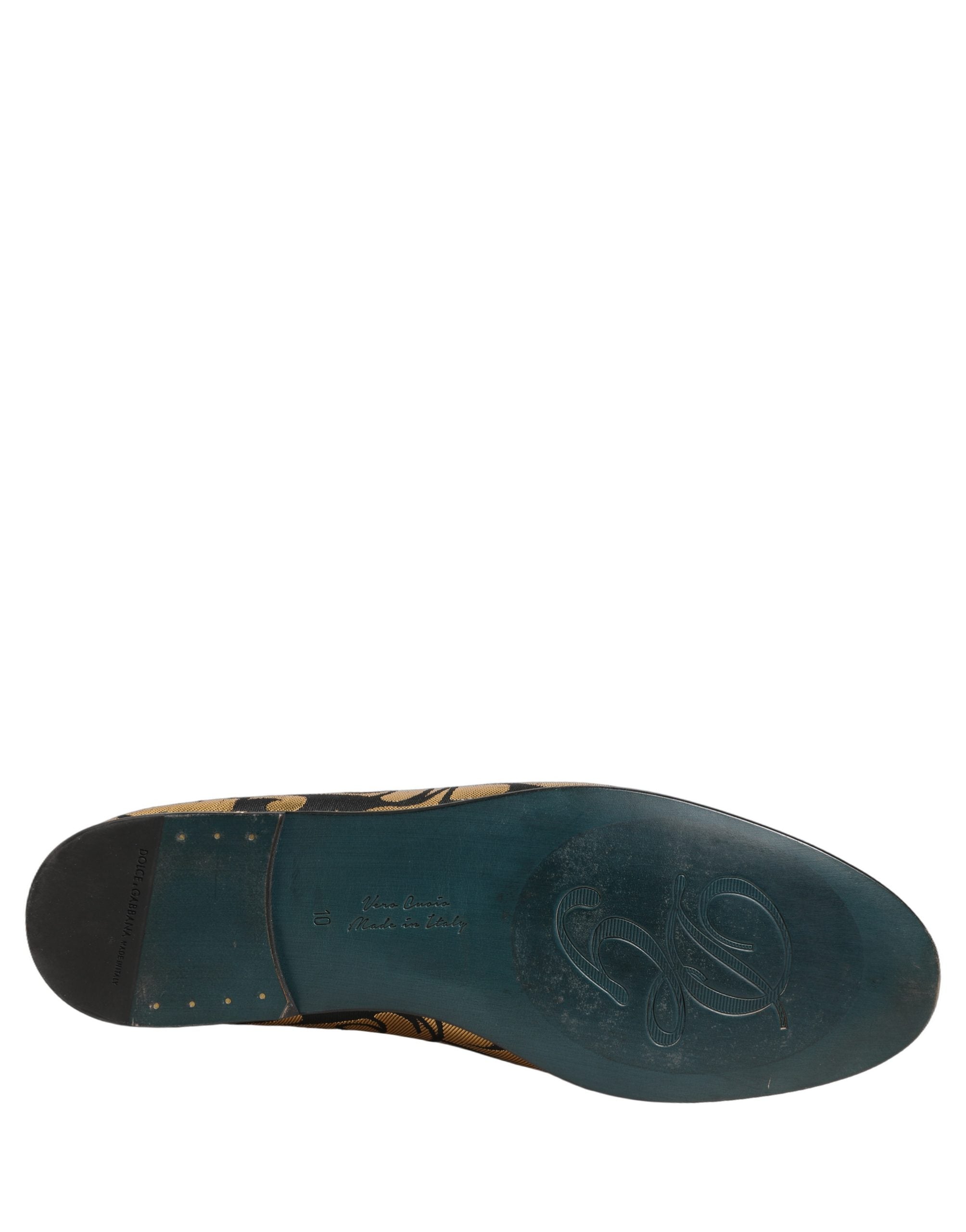 Dolce & Gabbana Black Gold Floral Jacquard Dress Loafers Men's Shoes (Pre-Owned)