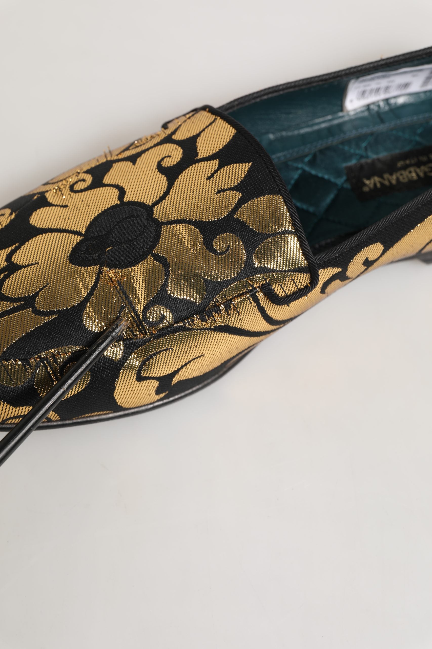 Dolce & Gabbana Black Gold Floral Jacquard Dress Loafers Men's Shoes (Pre-Owned)