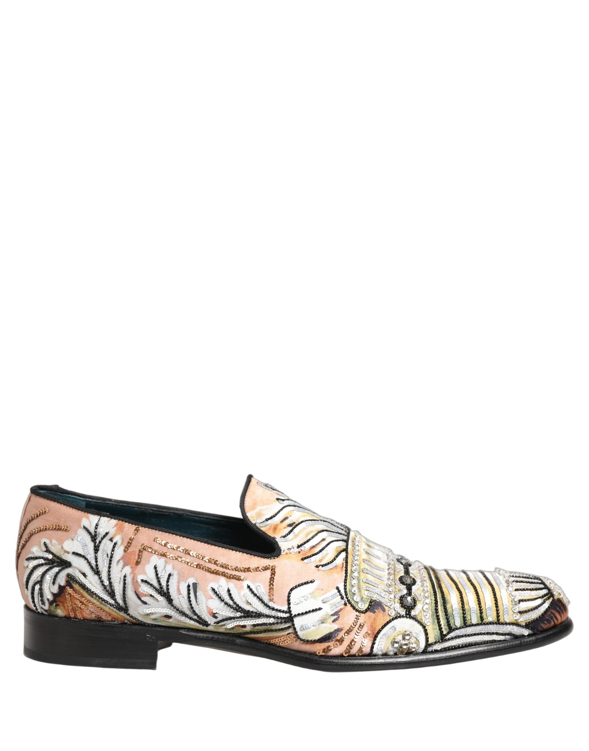 Dolce & Gabbana Multicolor Brocade Sequin Dress Loafers Men's Shoes (Pre-Owned)