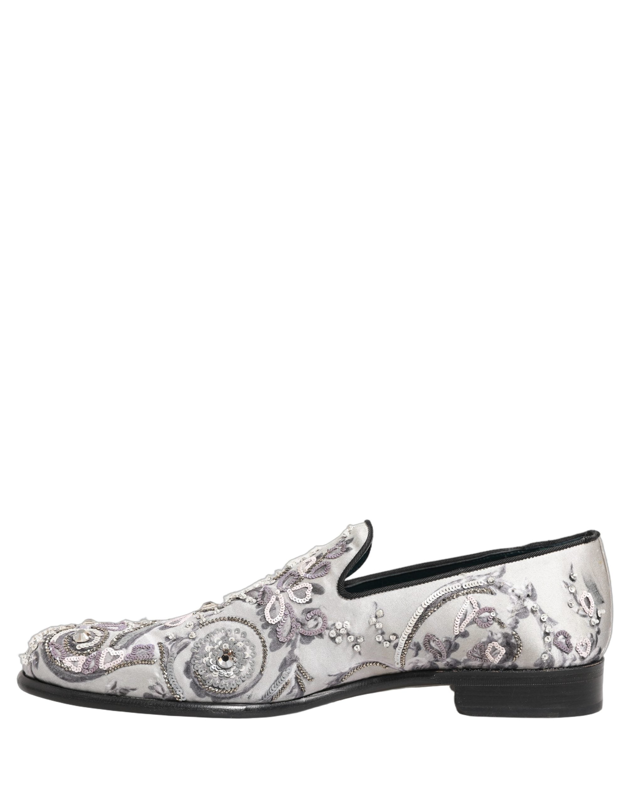 Dolce & Gabbana White Sequined Formal Slip On Loafers Men's Shoes (Pre-Owned)