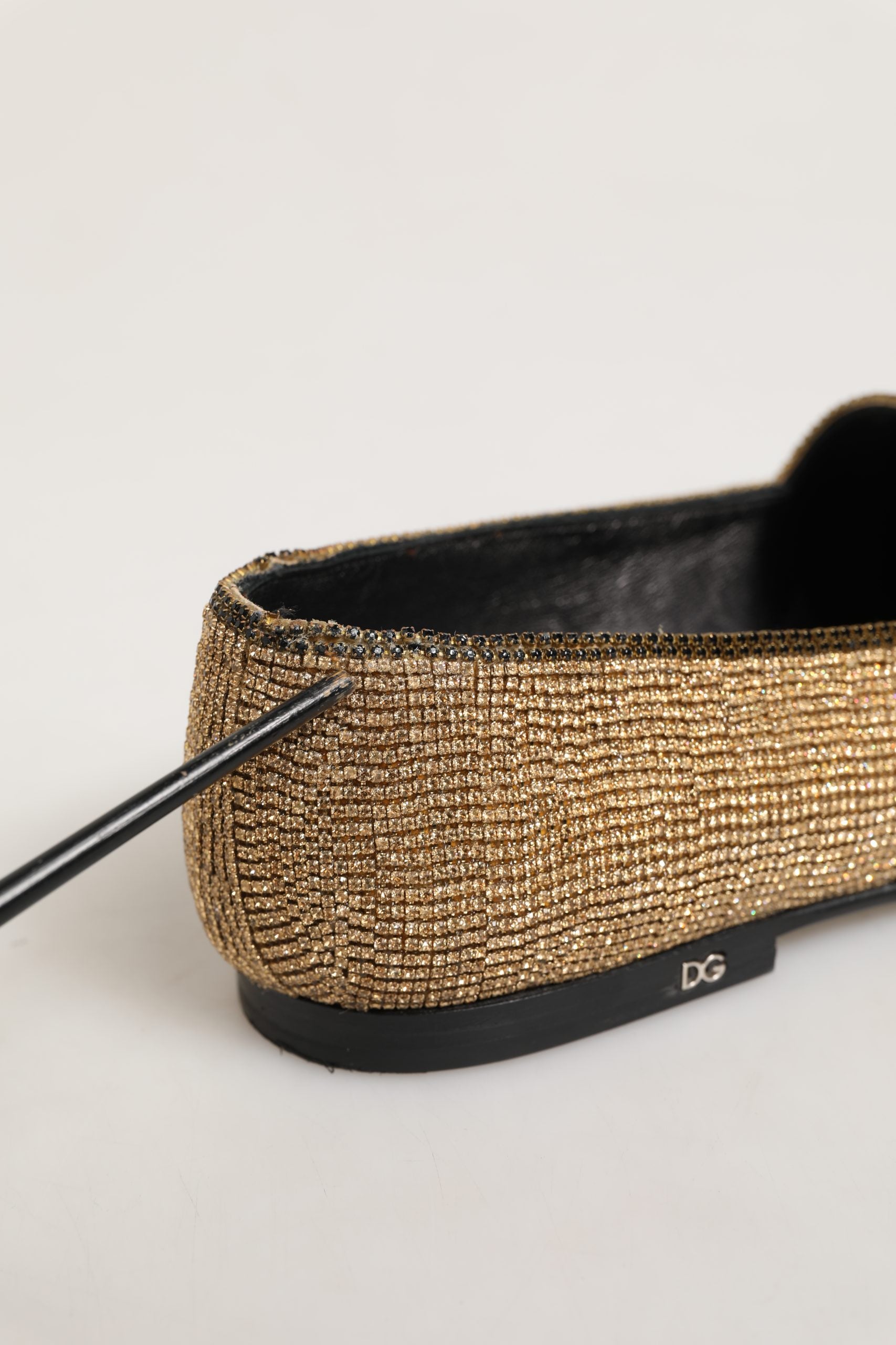 Dolce & Gabbana Gold Crystal Embellished Men Loafers Men's Shoes (Pre-Owned)