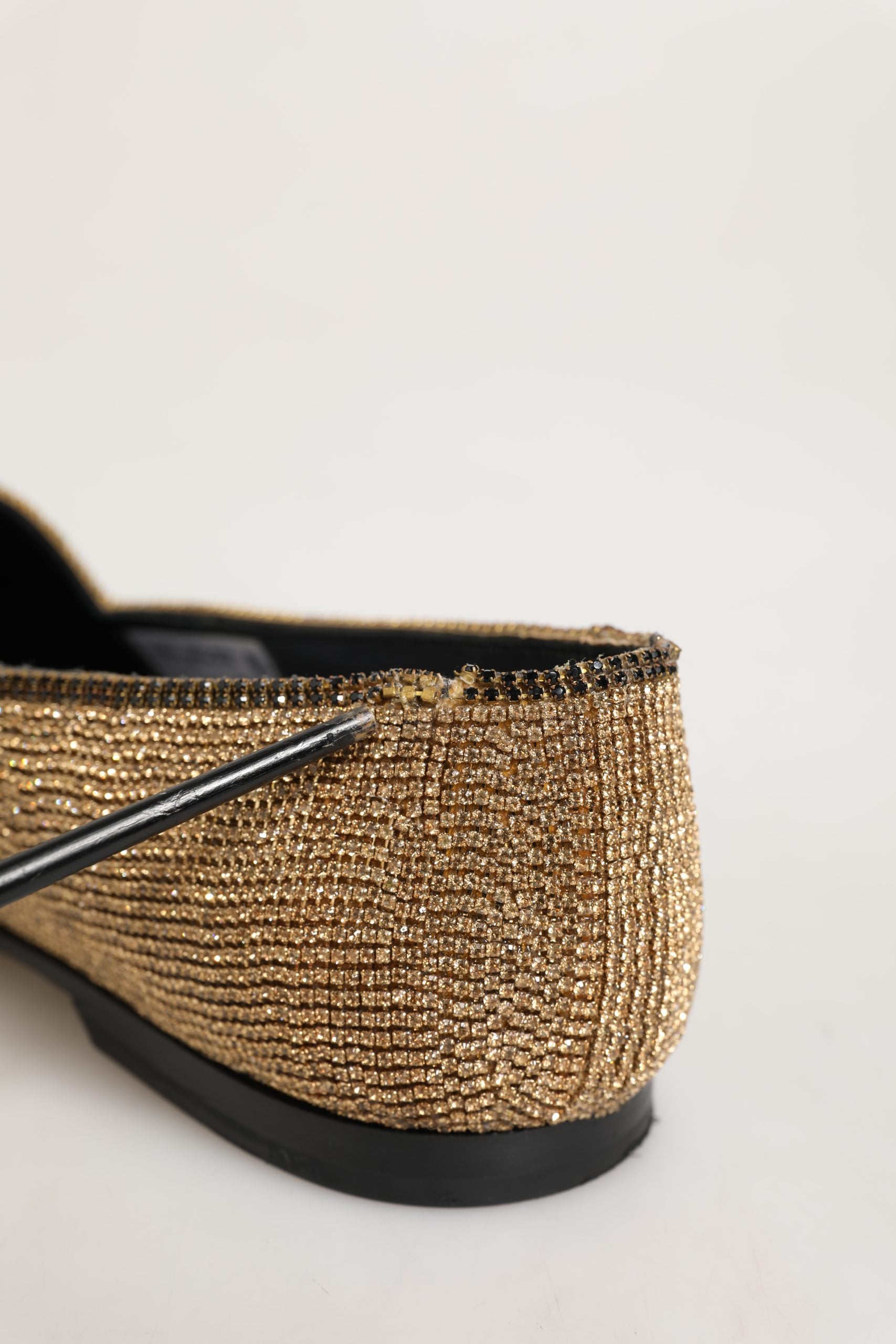 Dolce & Gabbana Gold Crystal Embellished Men Loafers Men's Shoes (Pre-Owned)