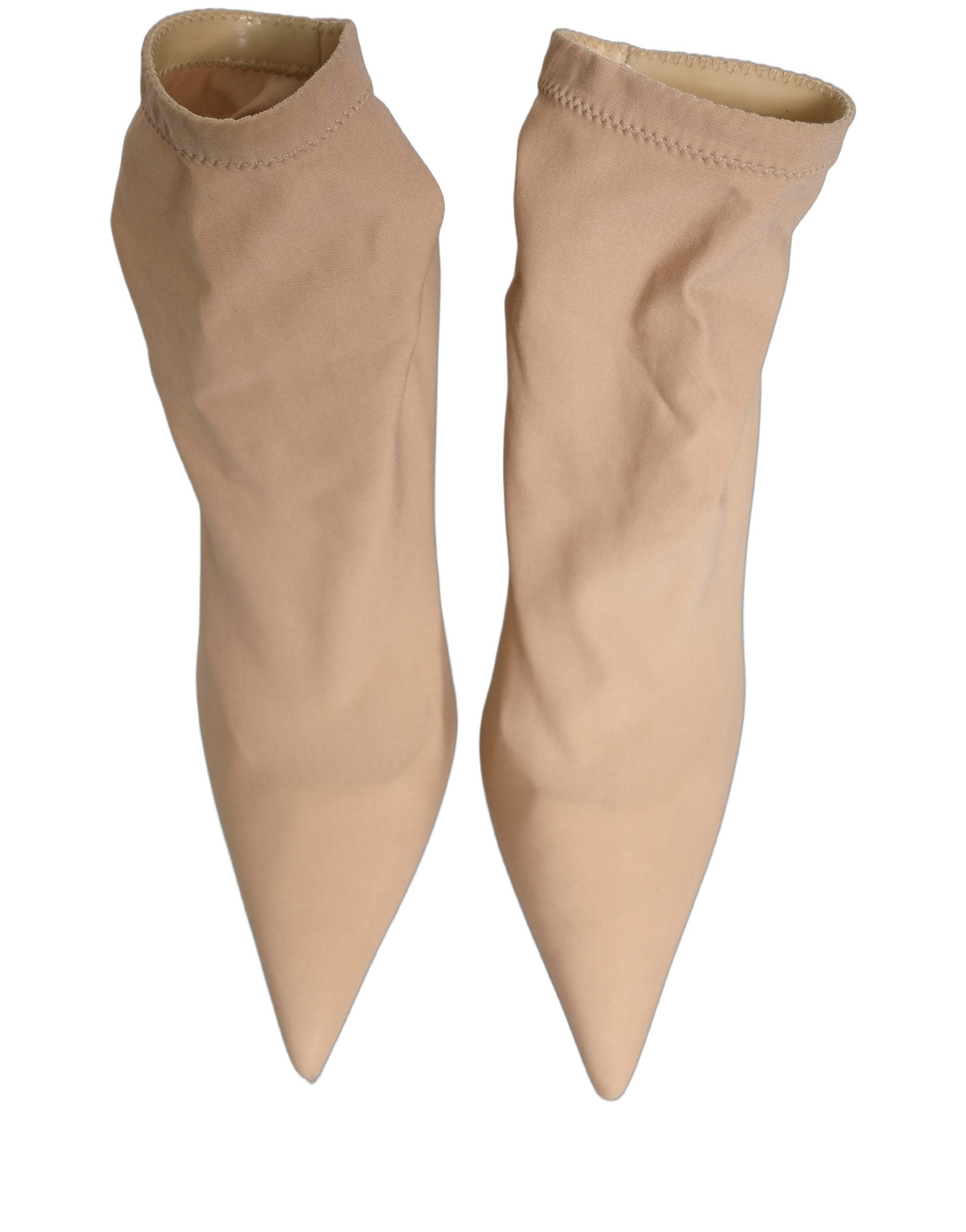 Dolce & Gabbana Beige Stretch Socks Heels Ankle Boots Women's Shoes (Pre-Owned)