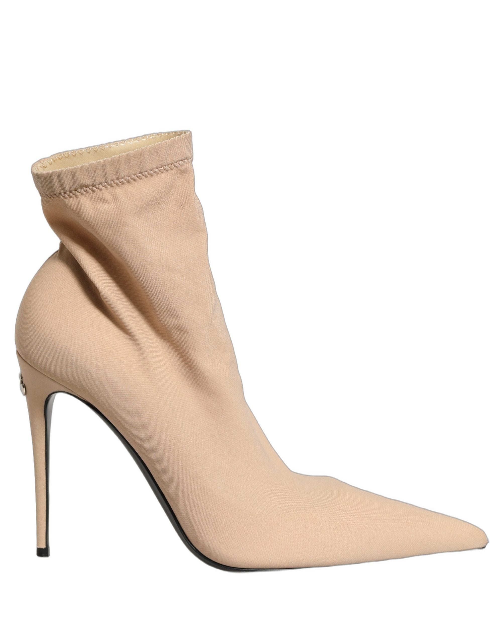 Dolce & Gabbana Beige Stretch Socks Heels Ankle Boots Women's Shoes (Pre-Owned)