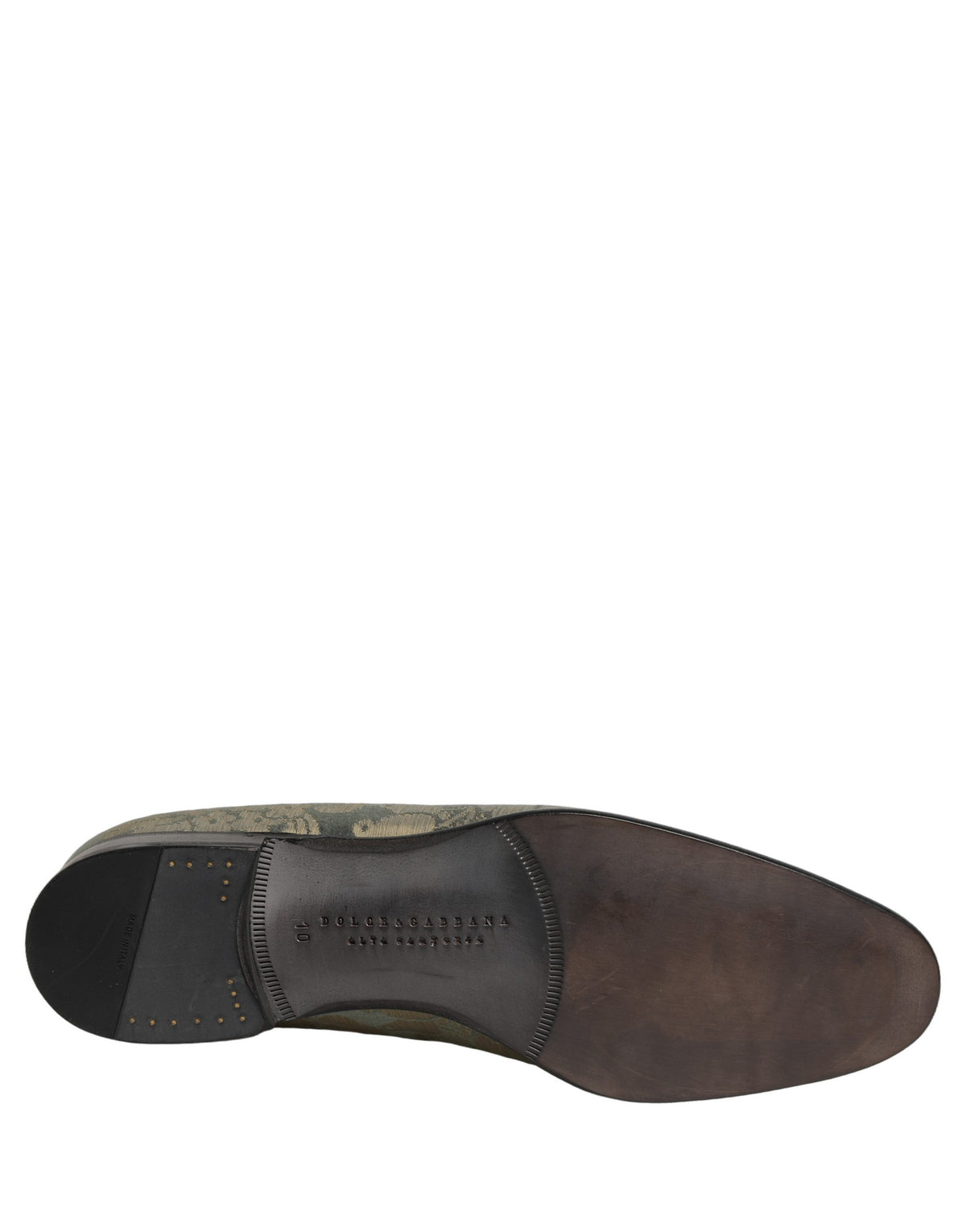 Dolce & Gabbana Gold Floral Jacquard Slip On Loafers Men's Shoes