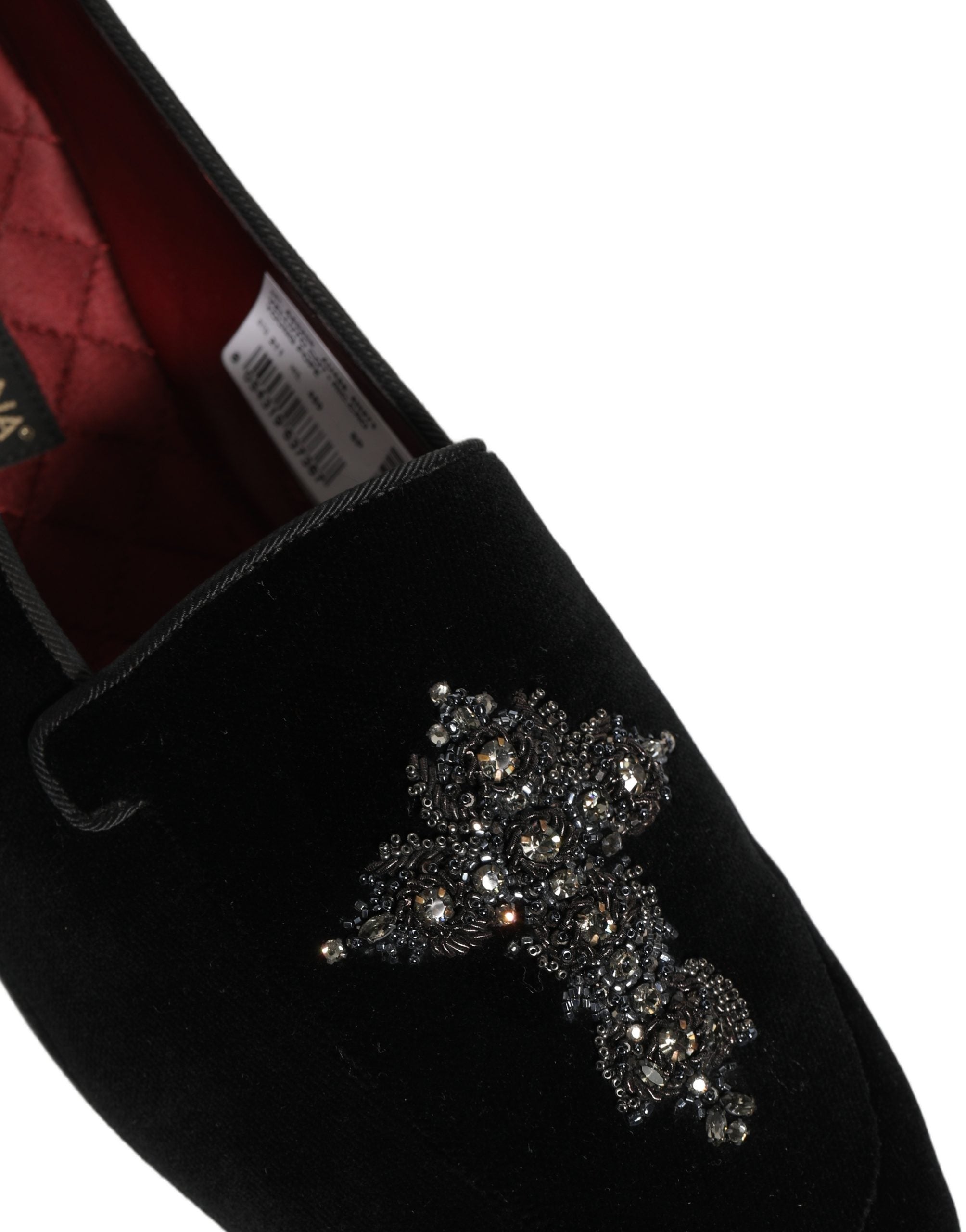 Dolce & Gabbana Black Suede Embellished Dress Loafers Men's Shoes