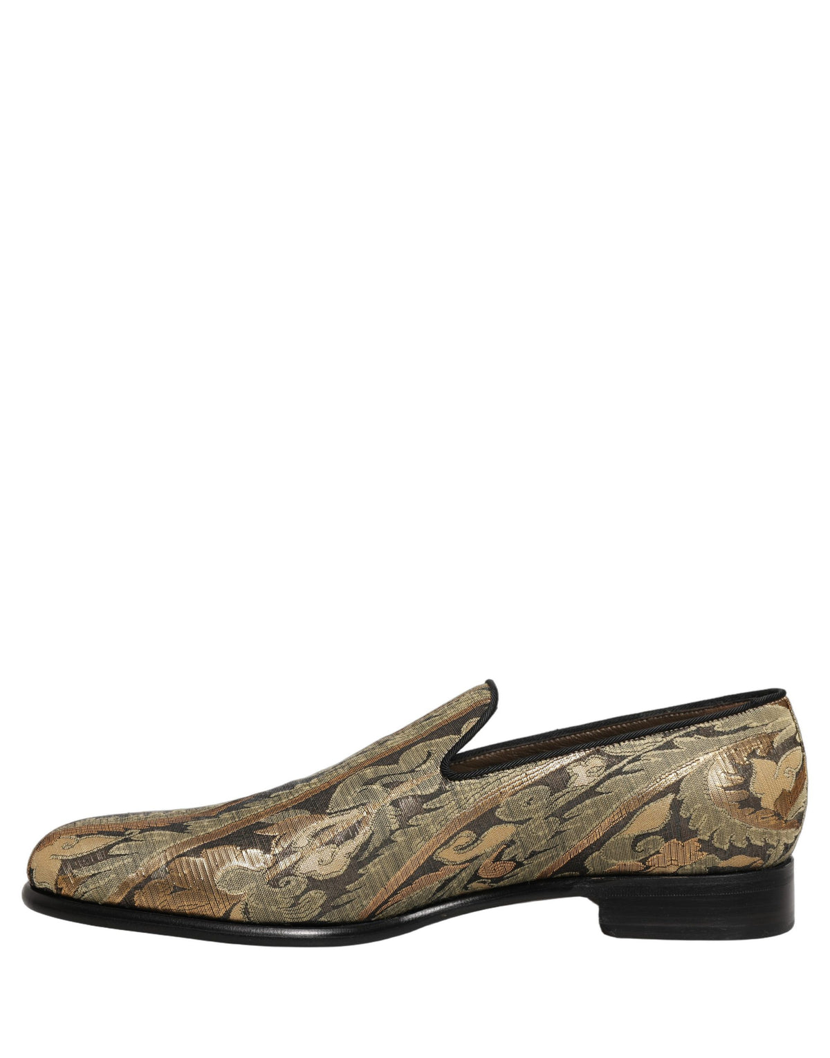 Dolce & Gabbana Gold Brocade Slip On Men Dress Loafers Men's Shoes