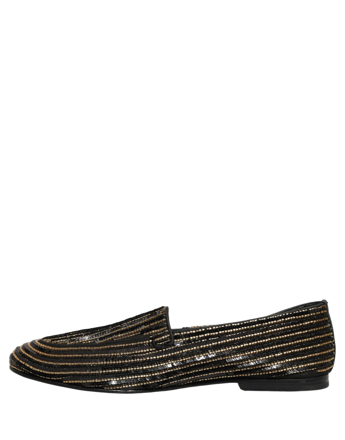 Dolce & Gabbana Black Gold Sequined Men Dress Loafers Men's Shoes