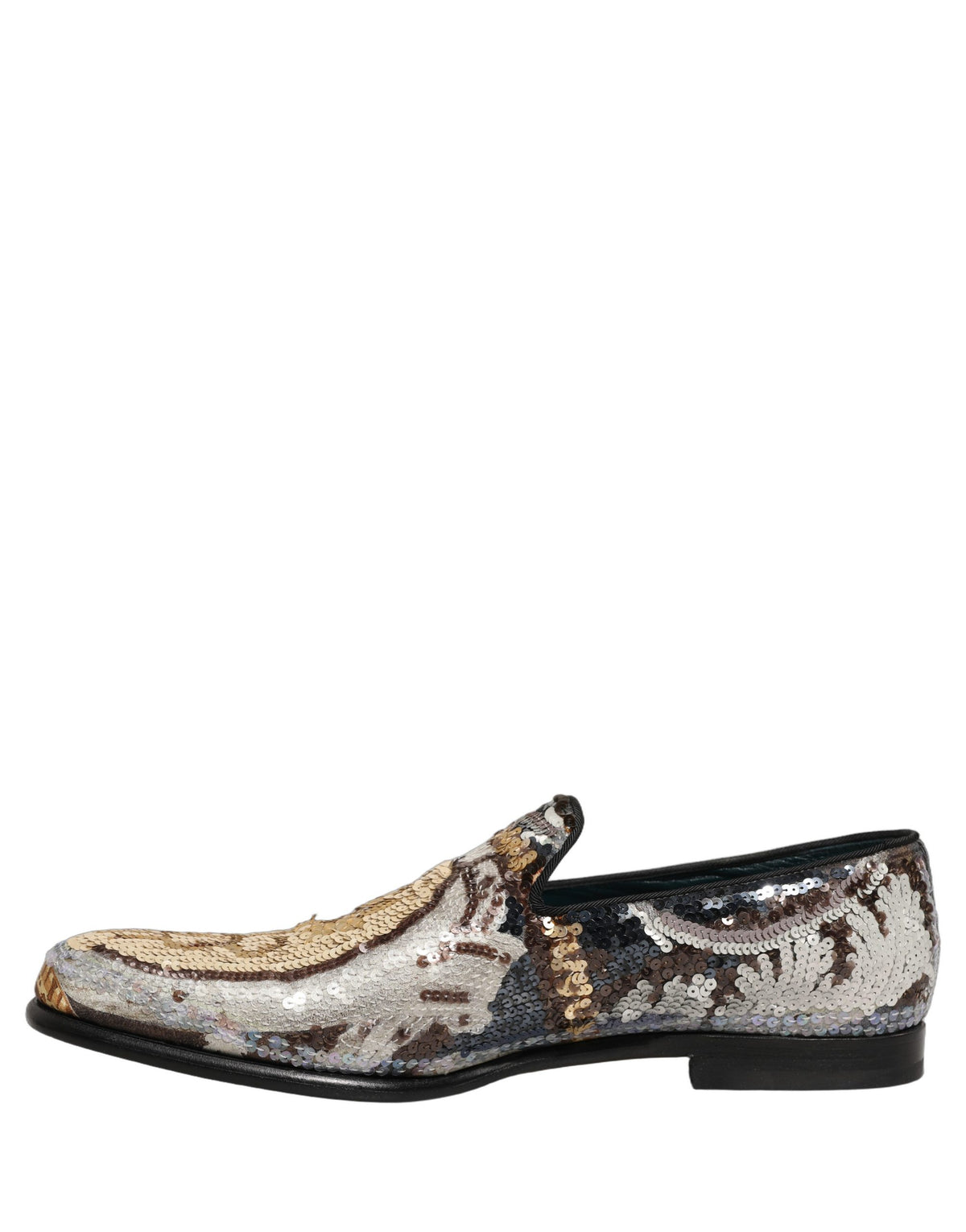 Dolce & Gabbana Multicolor Embroidered Sequin Loafers Men's Shoes