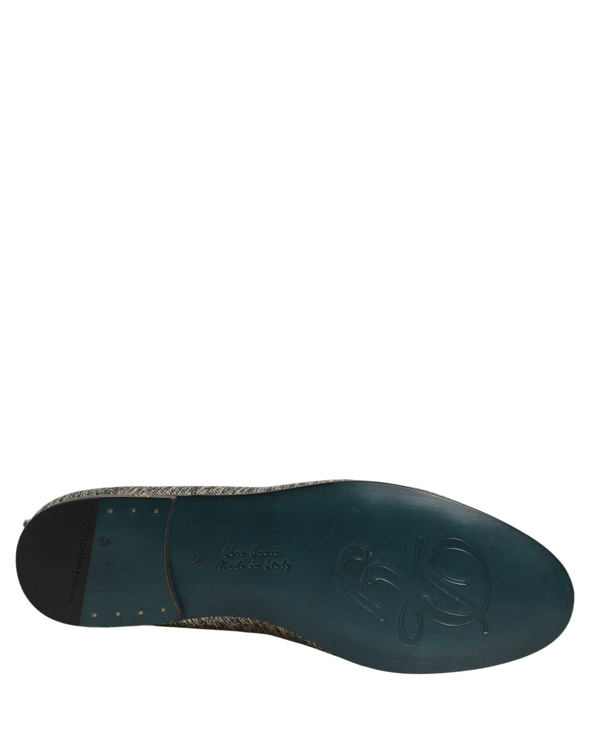 Dolce & Gabbana Gray Glitter Lurex DG Logo Dress Loafers Men's Shoes