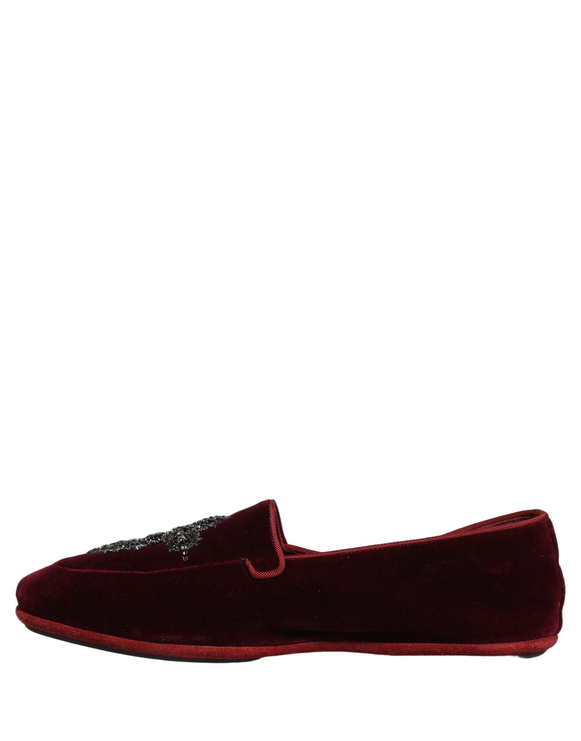 Dolce & Gabbana Red Suede Embellished Men Dress Loafers Men's Shoes