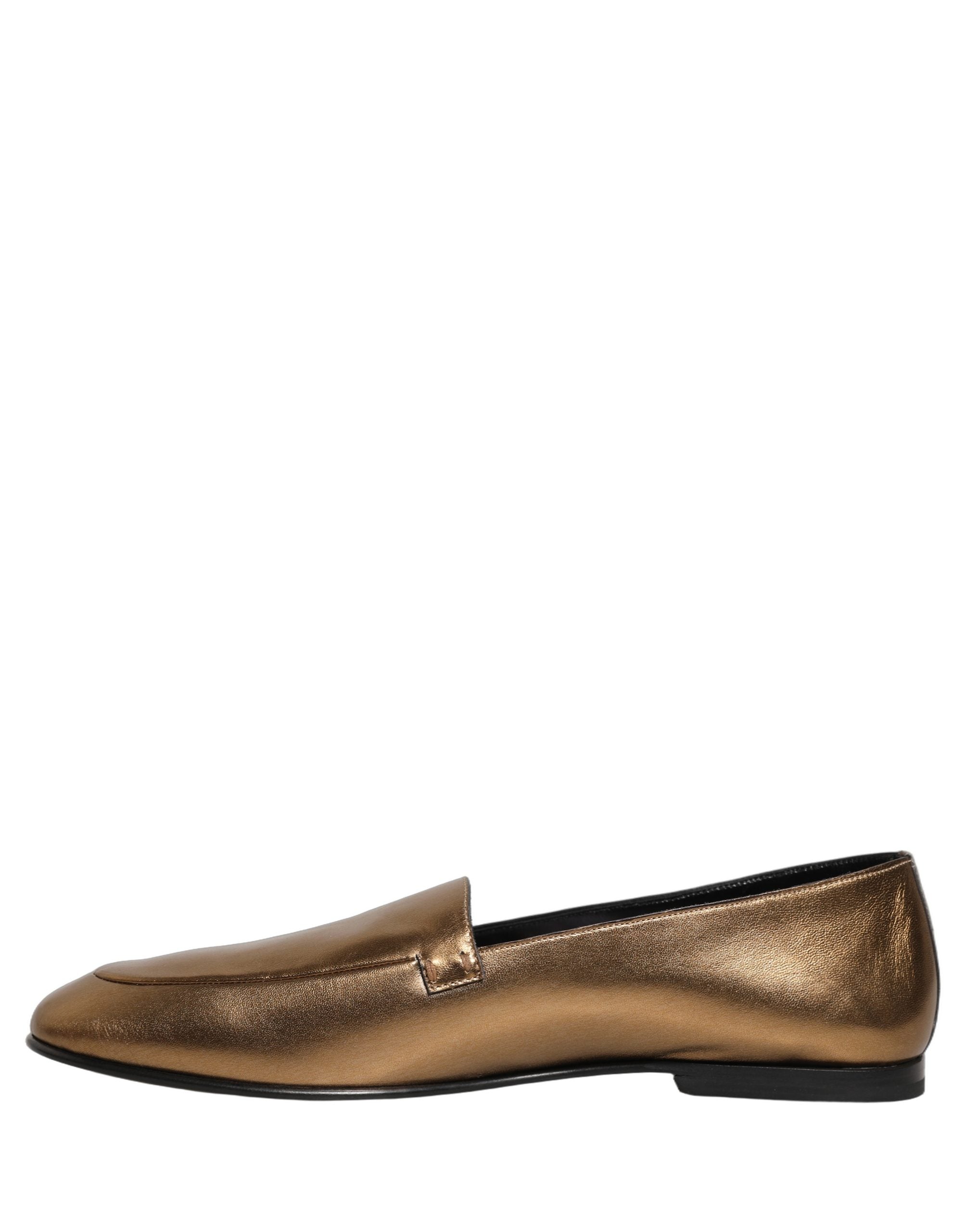 Dolce & Gabbana Gold Leather DG Logo Slip On Men Loafers Men's Shoes