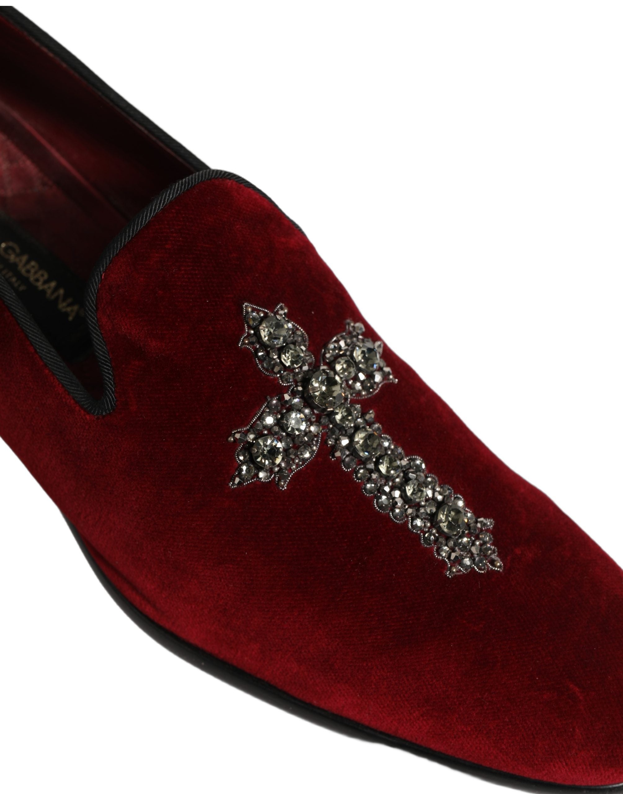 Dolce & Gabbana Maroon Suede Cross Slip On Dress Loafers Men's Shoes