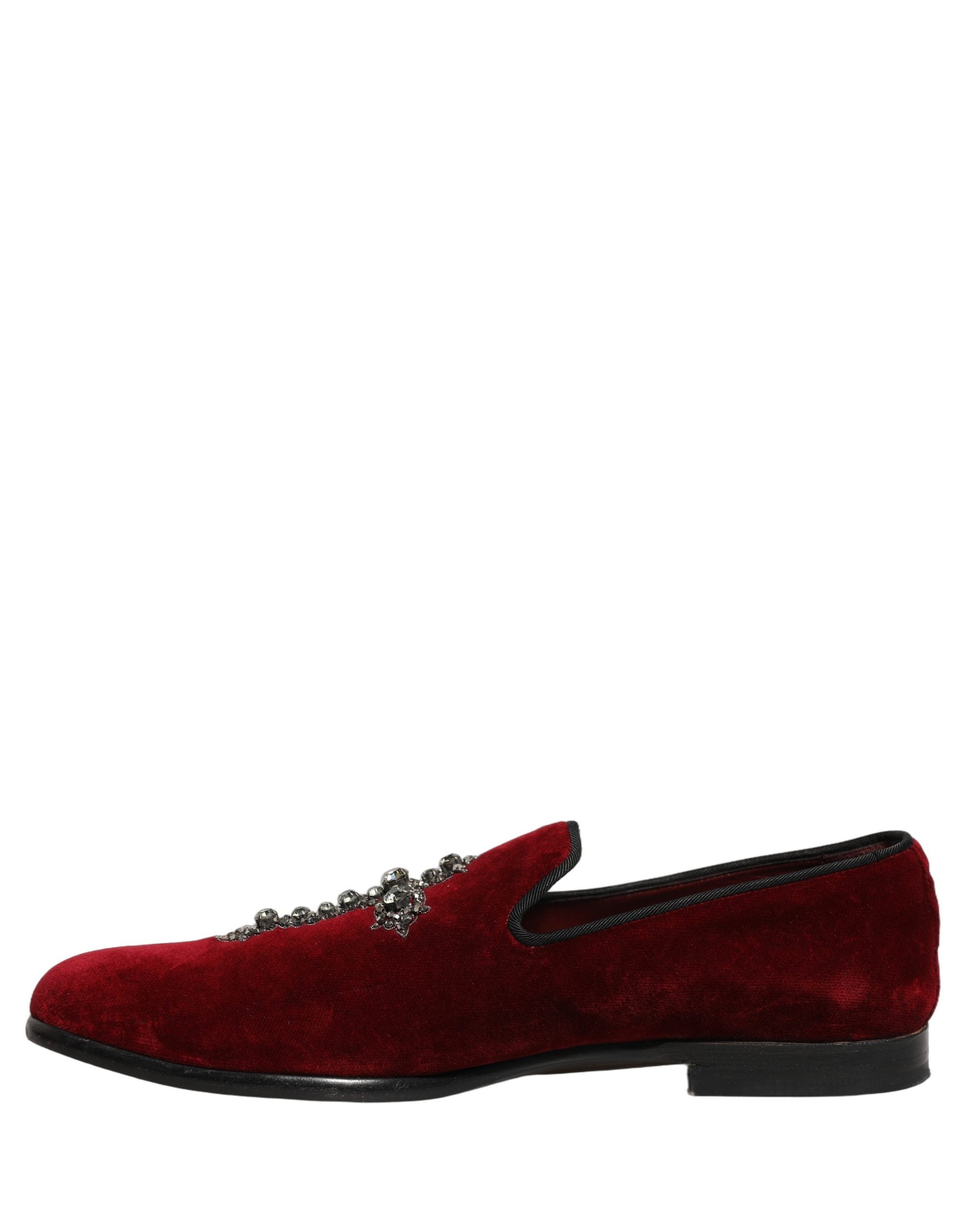 Dolce & Gabbana Maroon Suede Cross Slip On Dress Loafers Men's Shoes