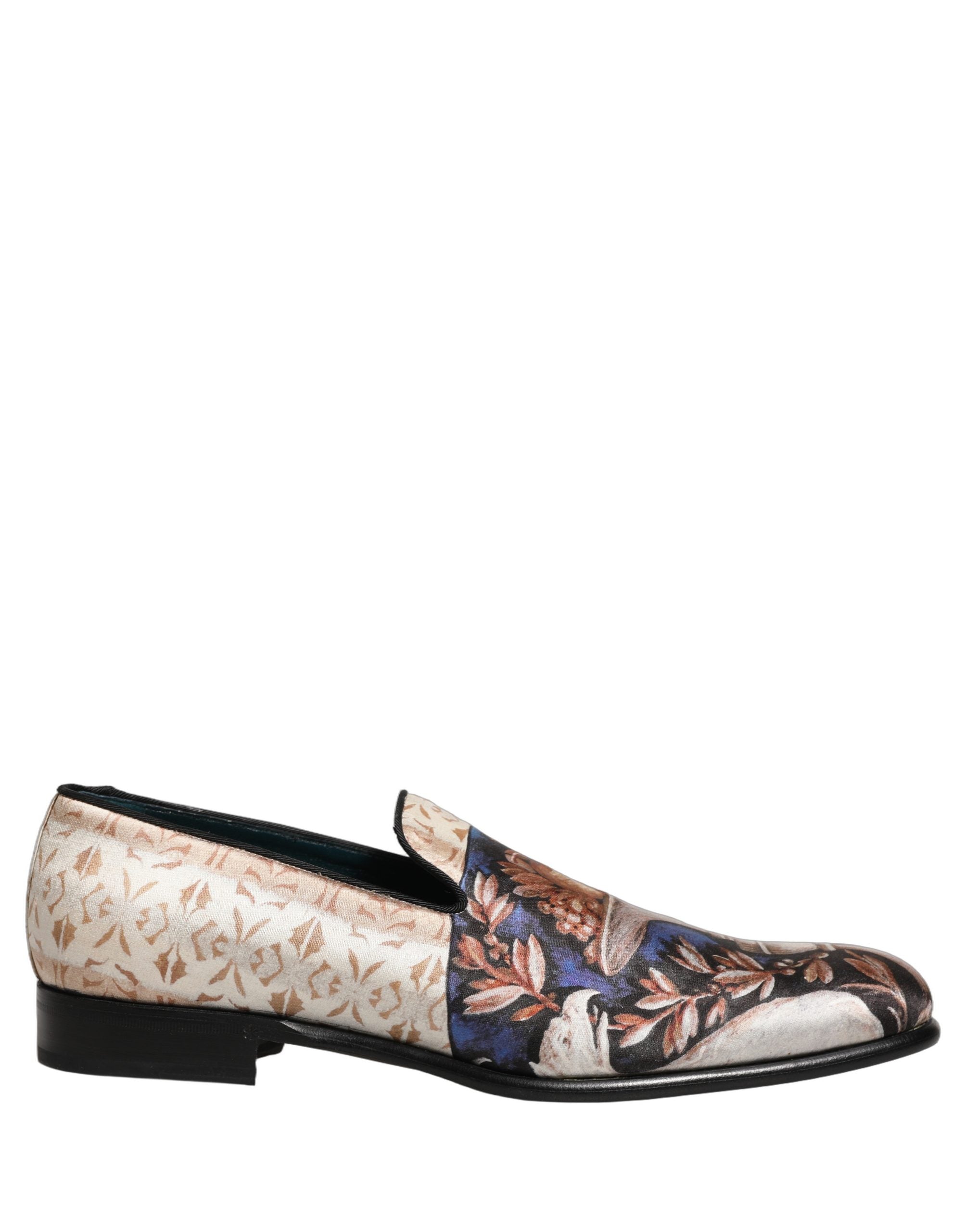 Dolce & Gabbana Multicolor Fruit Print Velvet Loafers Men's Shoes