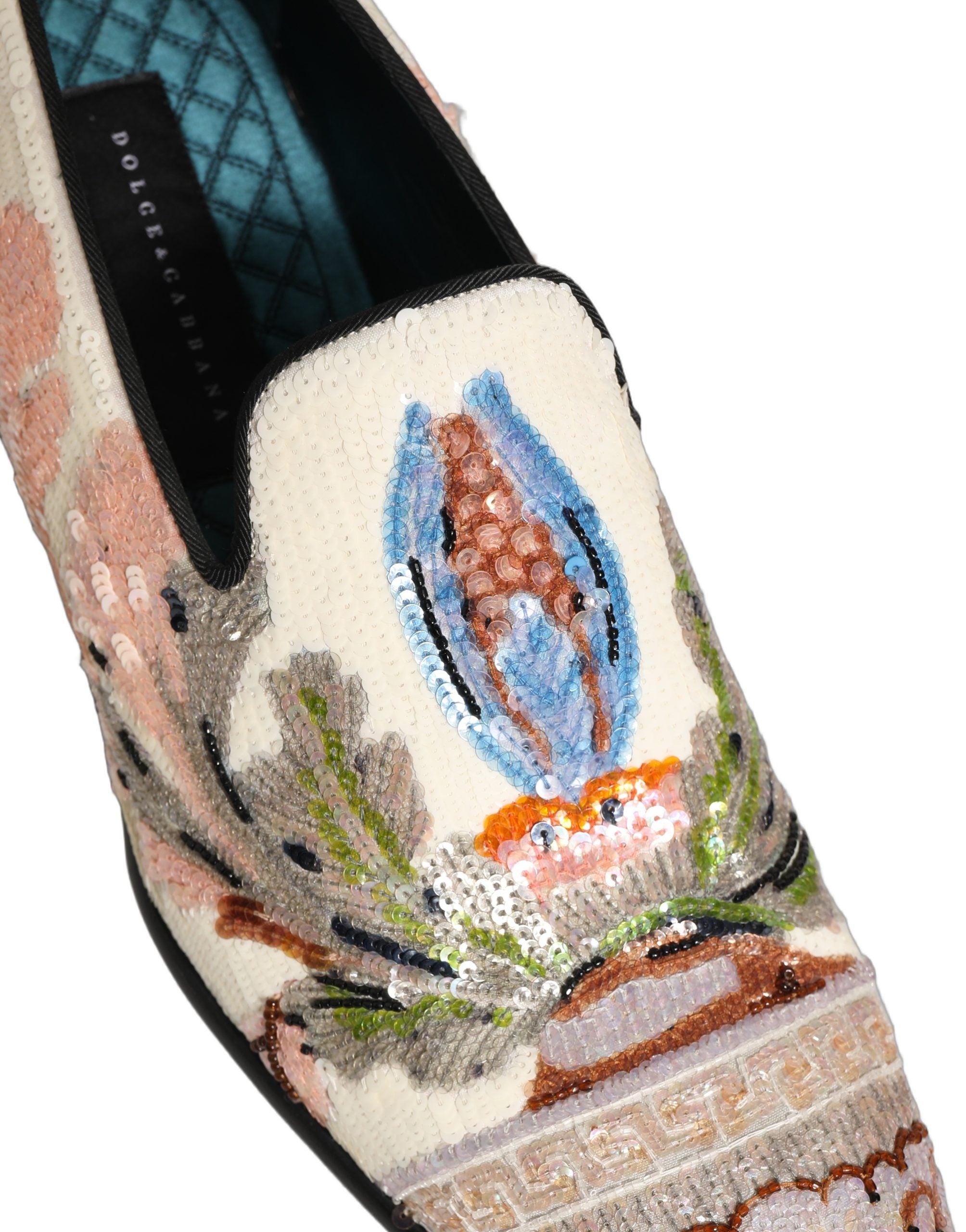 Dolce & Gabbana Multicolor Sequin Embroidered Loafers Men's Shoes