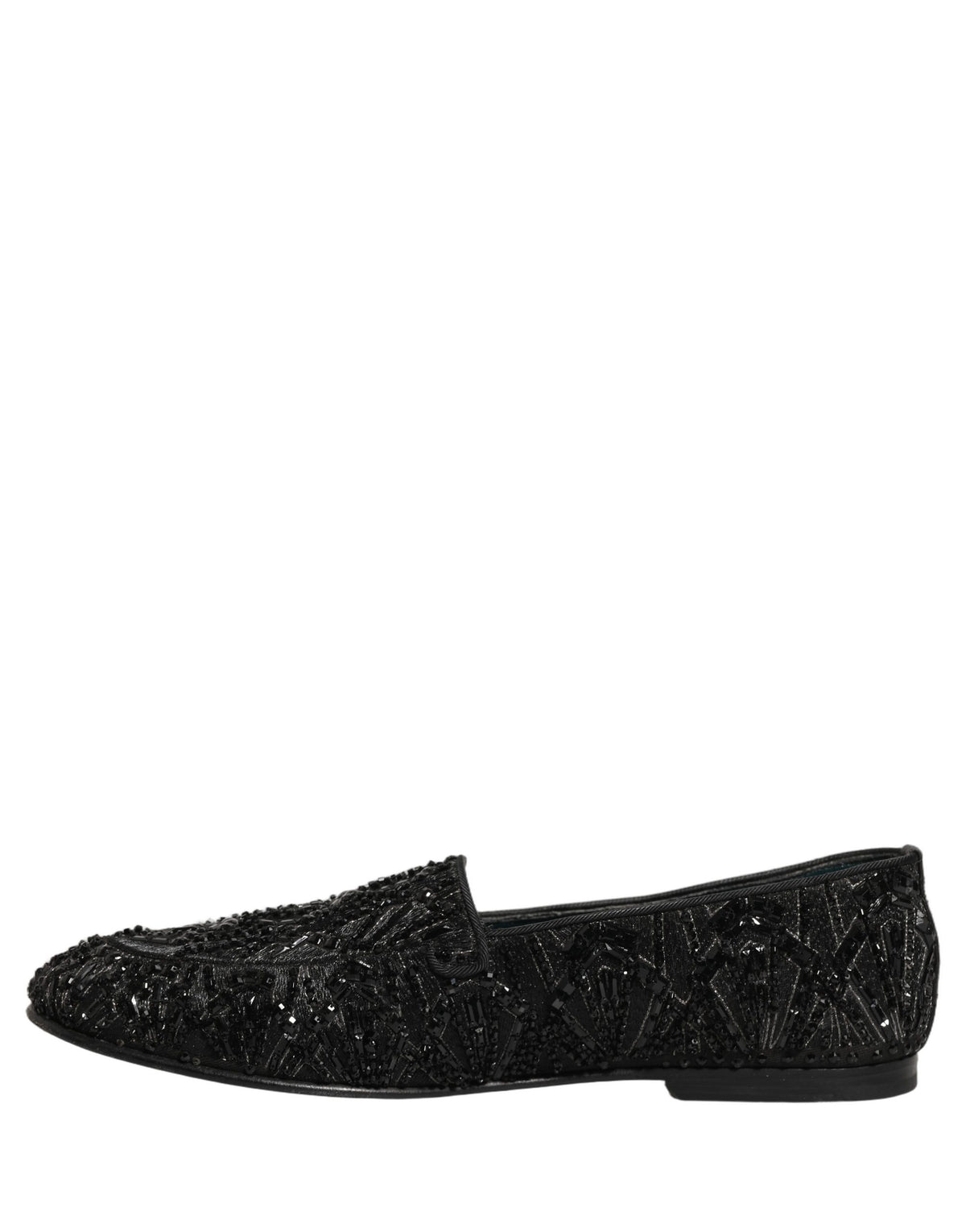 Dolce & Gabbana Black Velvet Embroidered Dress Loafers Men's Shoes
