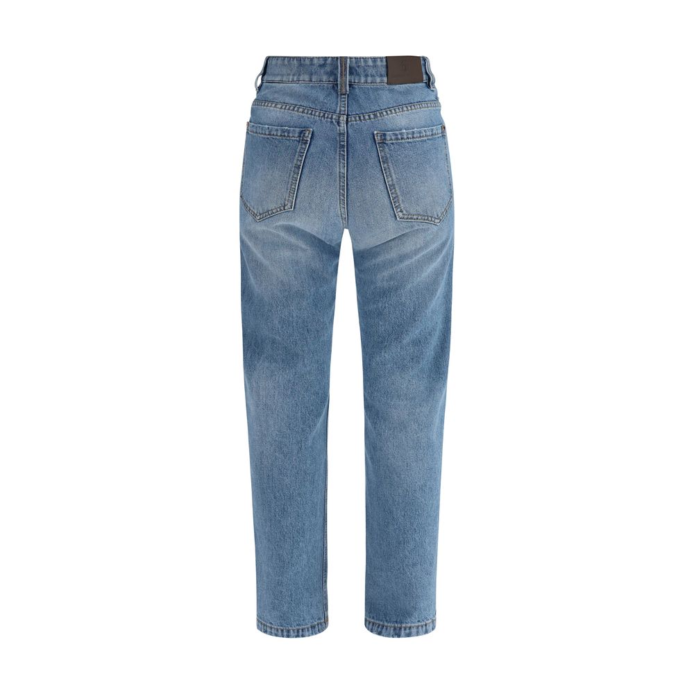 Brunello Cucinelli Blue Cotton Jeans Women's Denim