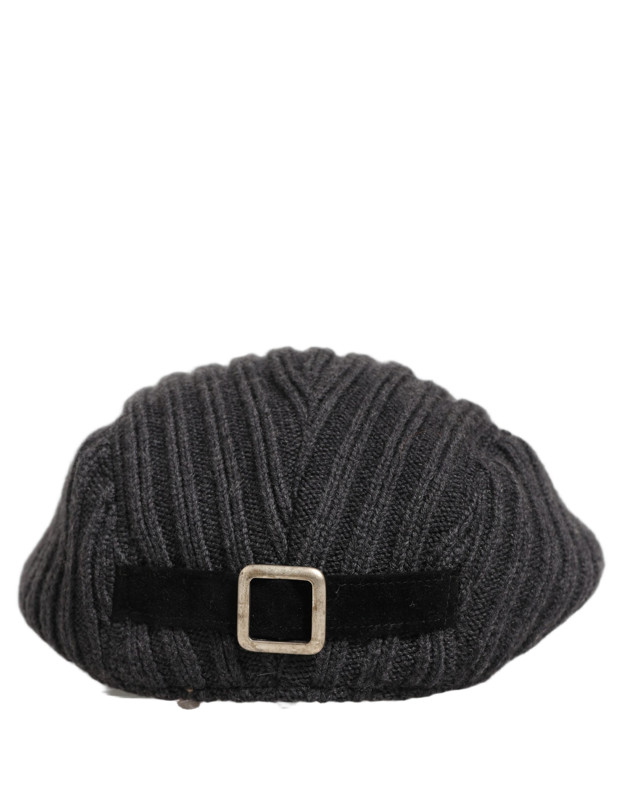 Dolce & Gabbana Men Dark Gray Wool Knitted Newsboy Capello Men's Hat