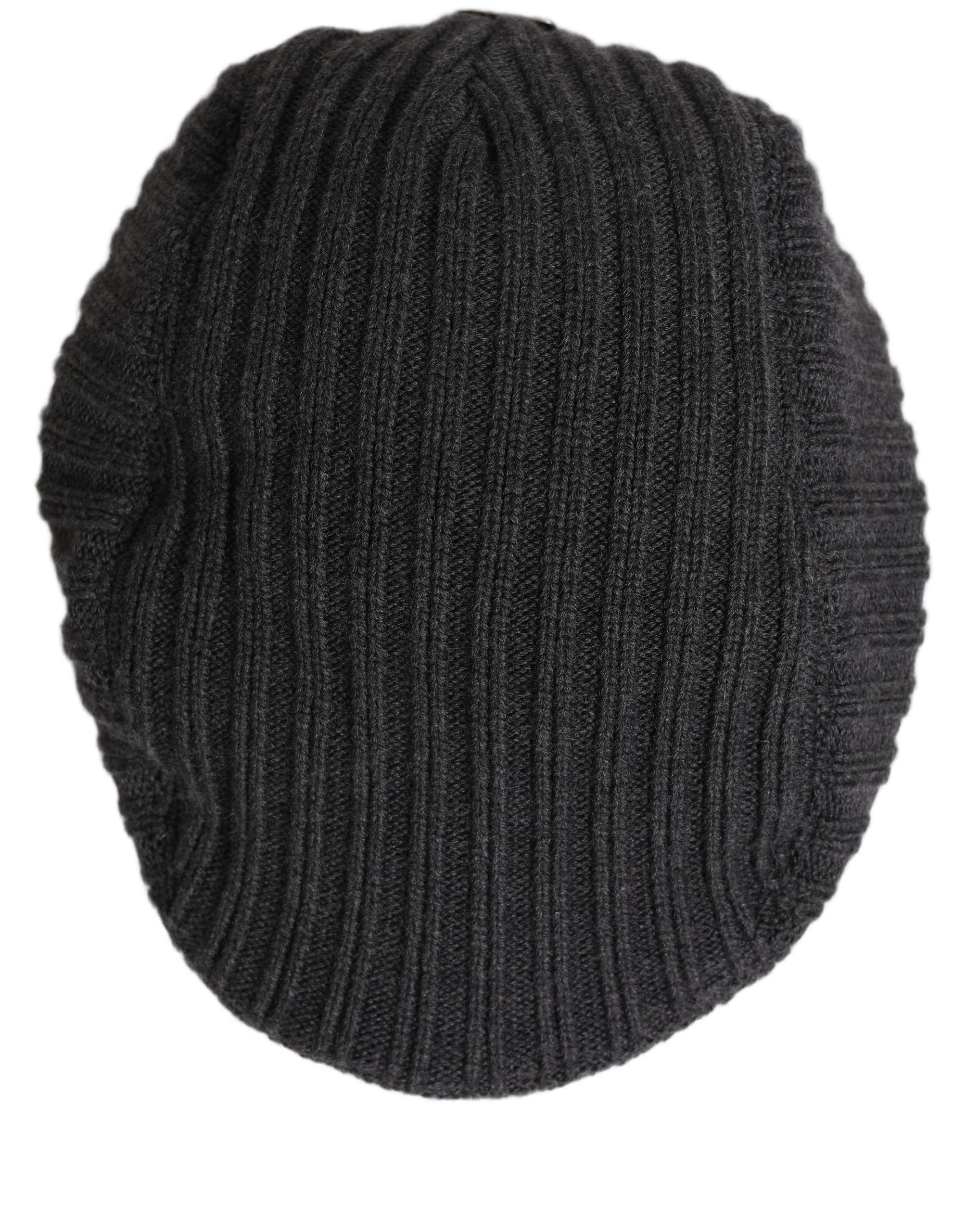 Dolce & Gabbana Men Dark Gray Wool Knitted Newsboy Capello Men's Hat