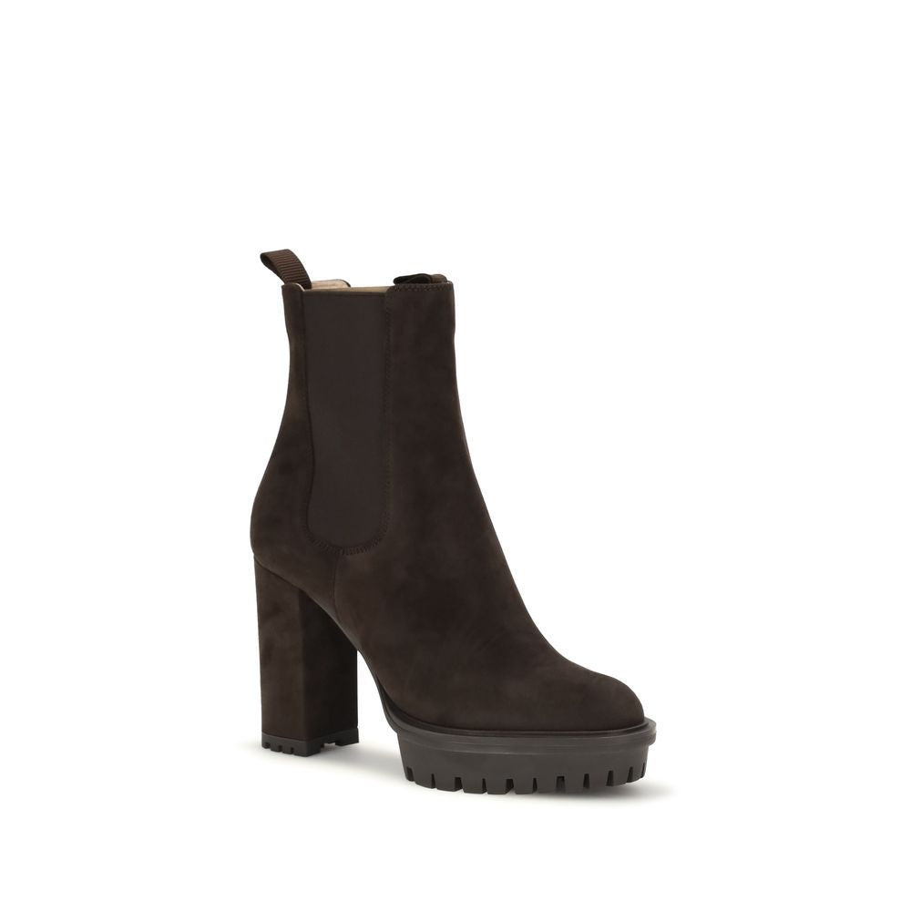 Gianvito Rossi Brown Calf Leather Bos Taurus Ankle Women's Boots