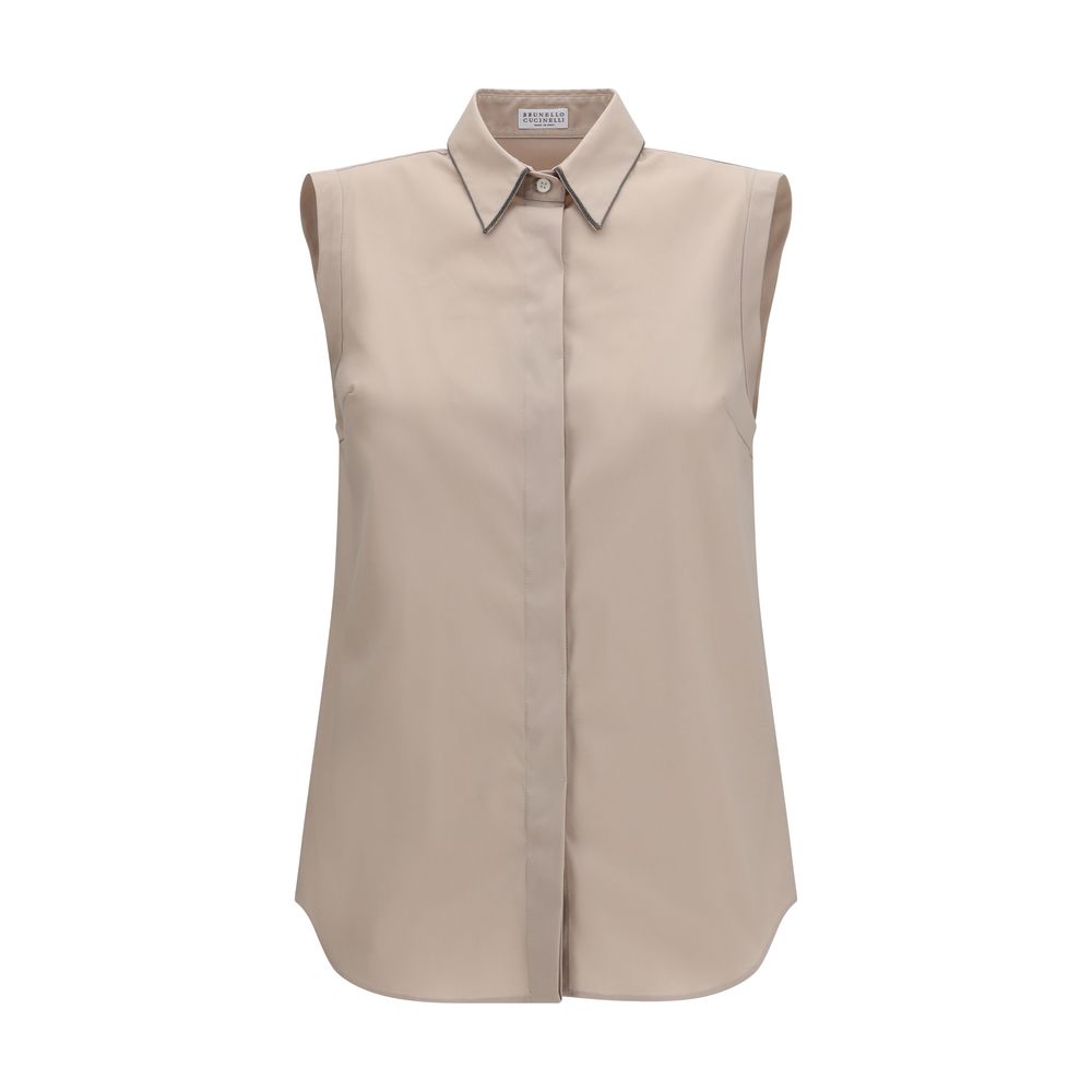 Brunello Cucinelli Beige Cotton Women's Shirt