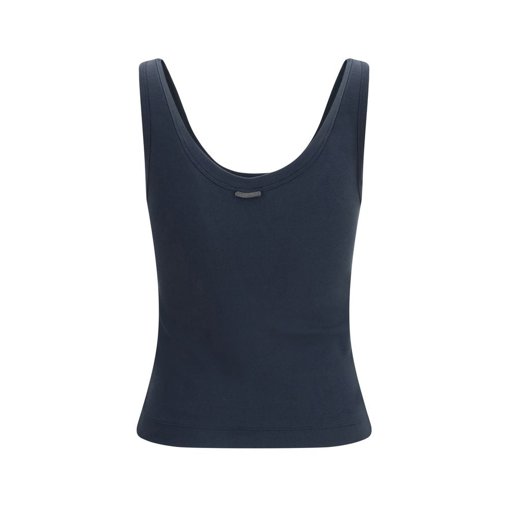 Brunello Cucinelli Blue Cotton Tank Women's Tops