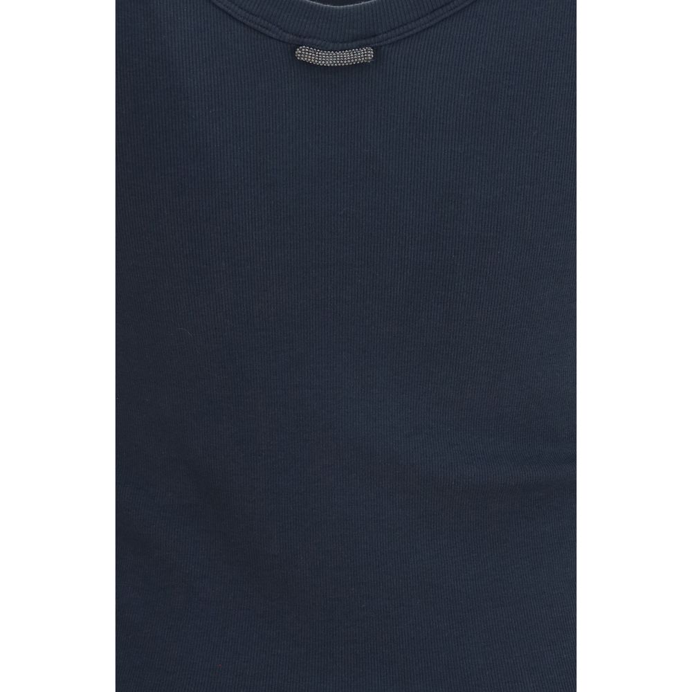 Brunello Cucinelli Blue Cotton Tank Women's Tops