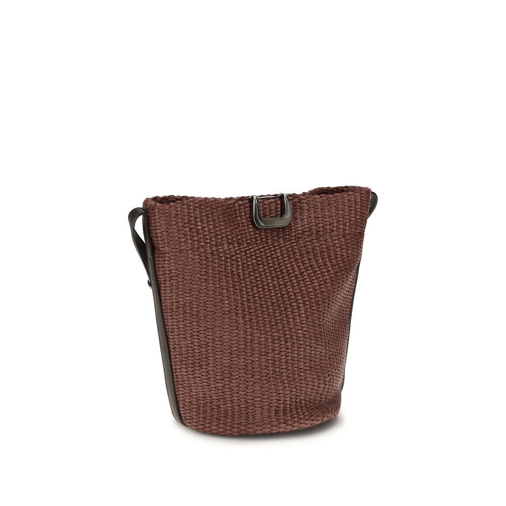 Brunello Cucinelli Bordeaux Cotton Backet Women's Bag
