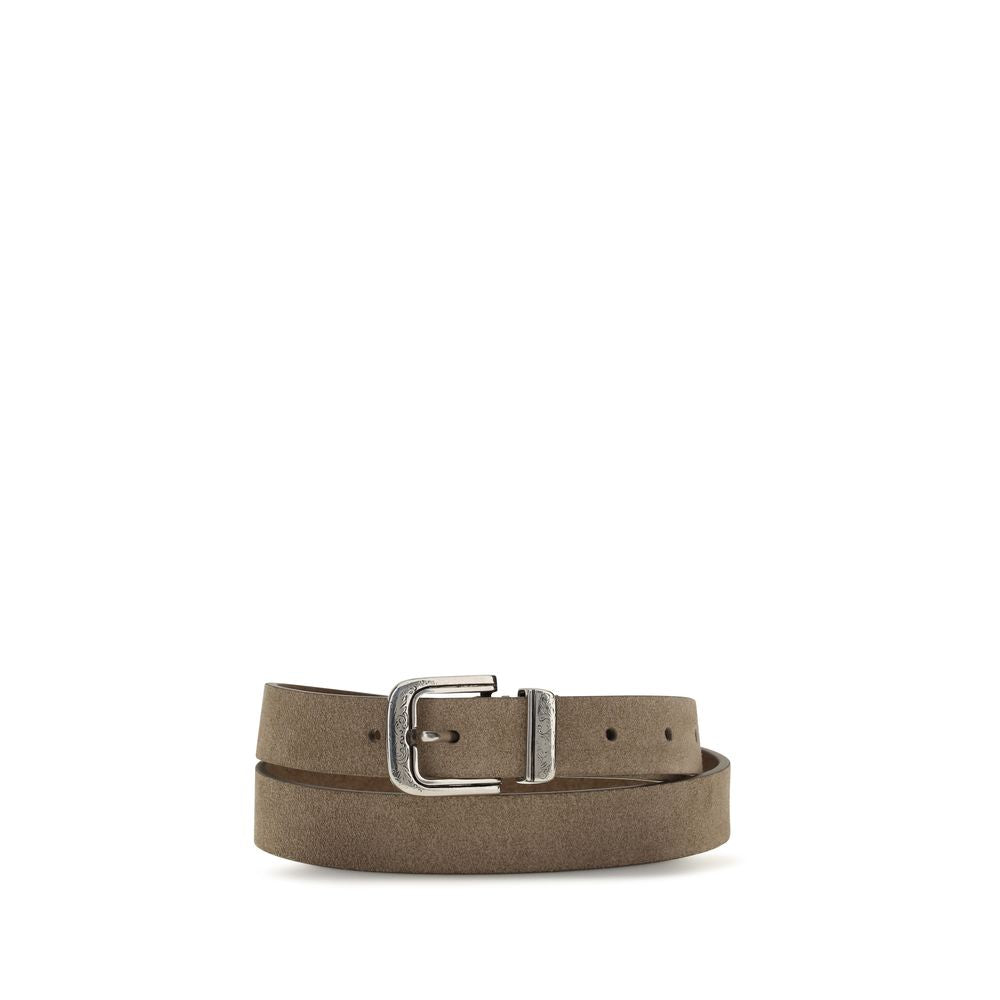Brunello Cucinelli Beige Calf Leather Bos Taurus Thin Men's Belt