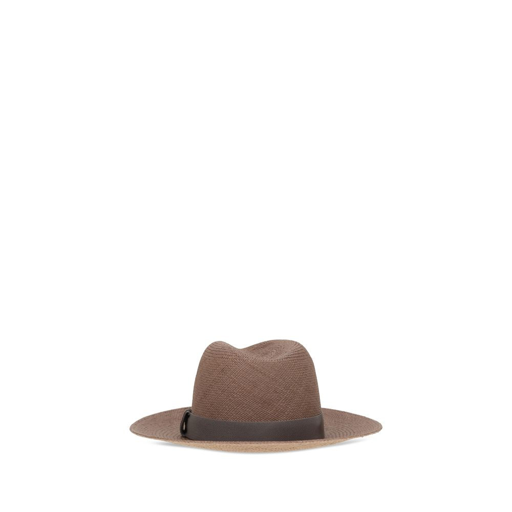 Brunello Cucinelli Brown Straw Women's Fedora