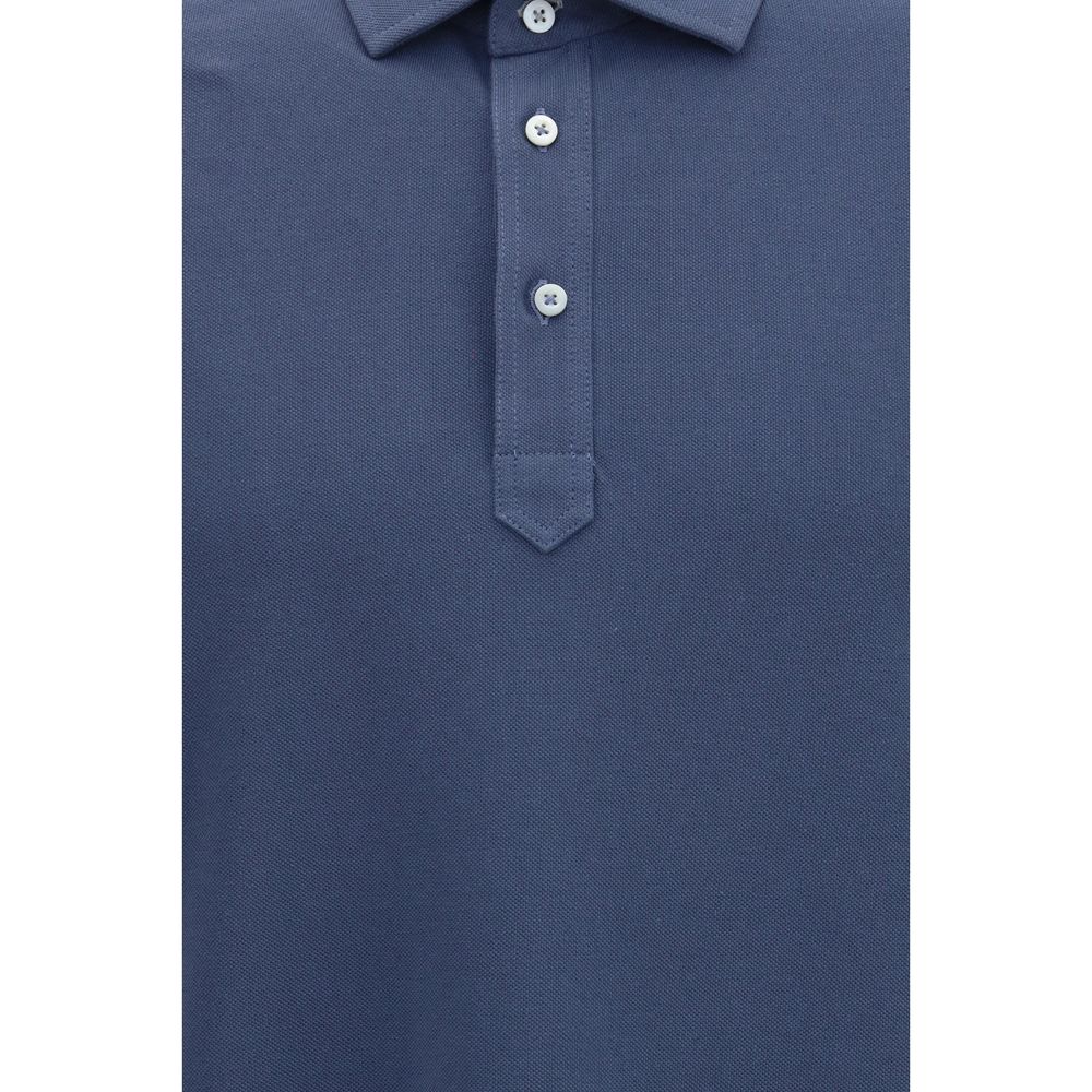 Brunello Cucinelli Blue Cotton Polo Men's Shirt